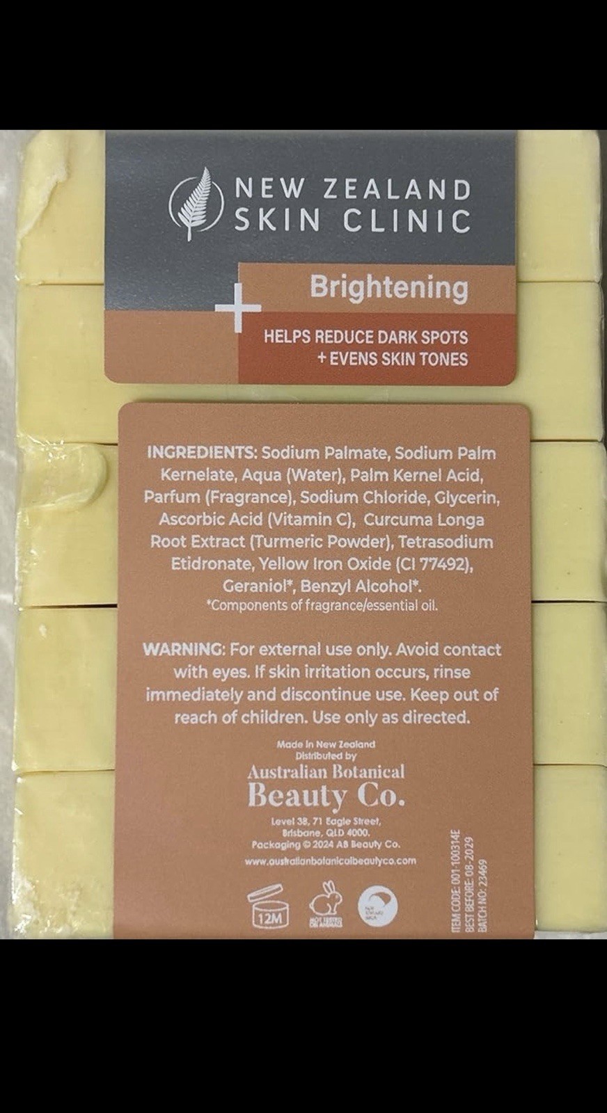 New Zealand Skin Clinic Brightening Body Soap 5 Pack Turmeric Scent