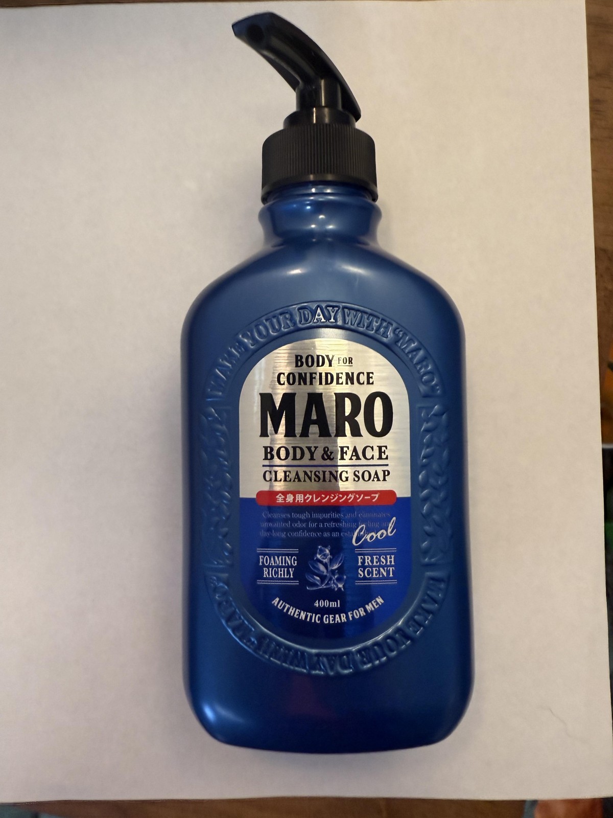 Maro Body & Face Cleansing Soap 13.5 fl oz 400 mL Cool Fresh Scent Mens Japan