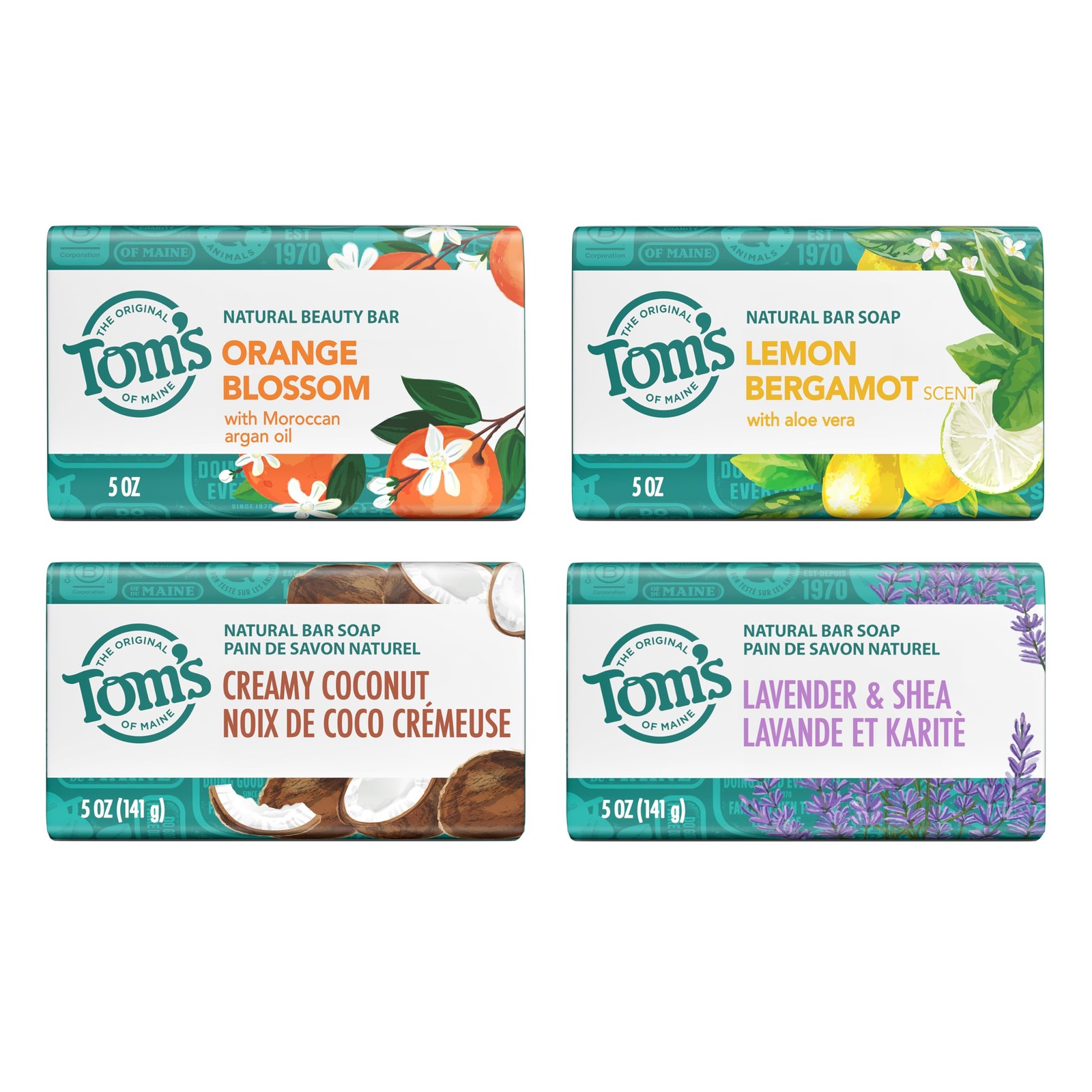 Tom’s of Maine Natural Bar Soap Variety Pack, Lavender & Shea, Creamy Coconut…
