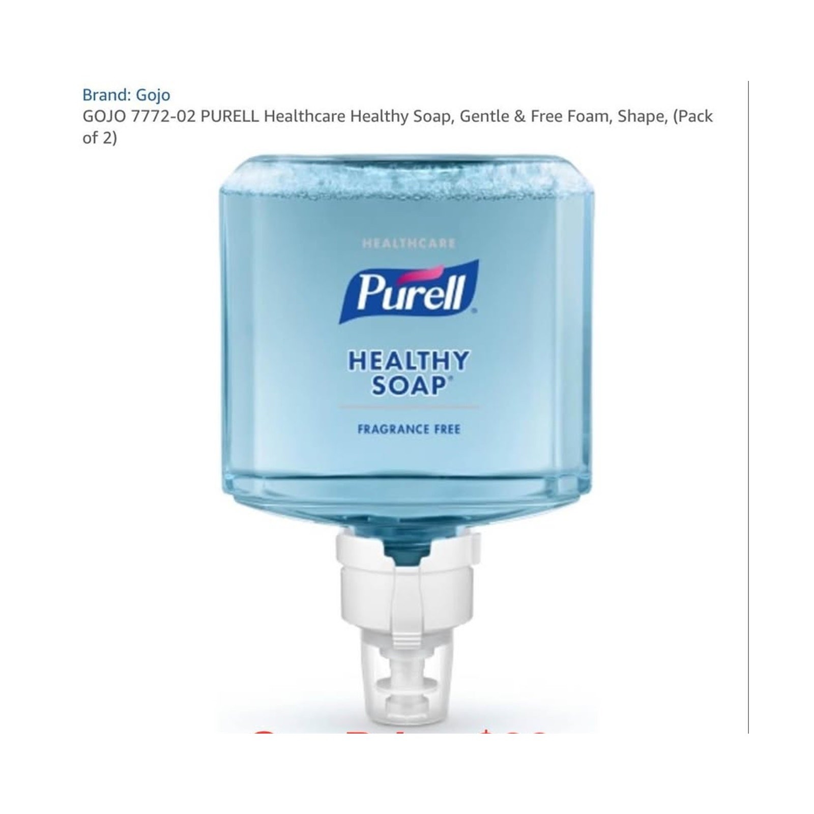 7772-02 PURELL Healthcare Healthy Soap, Gentle & Free Foam, (Pack of 2),1200 ml
