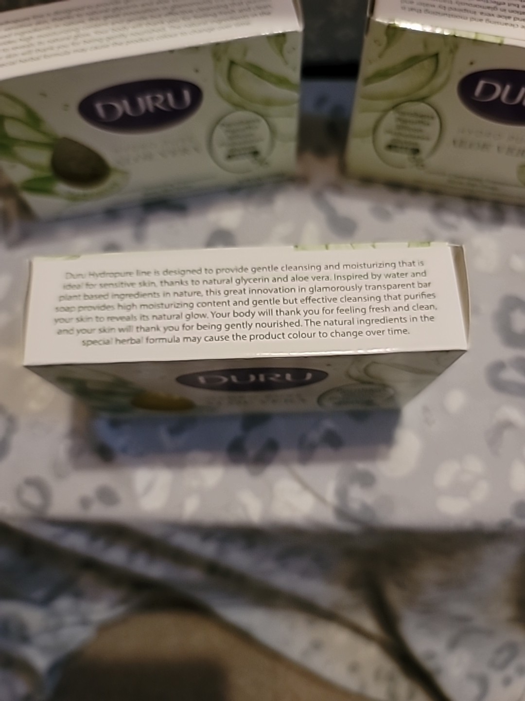3x DURU ALOE VERA Hydropure Gentle Cleansing Body Bar Soap 3.75oz Ea.