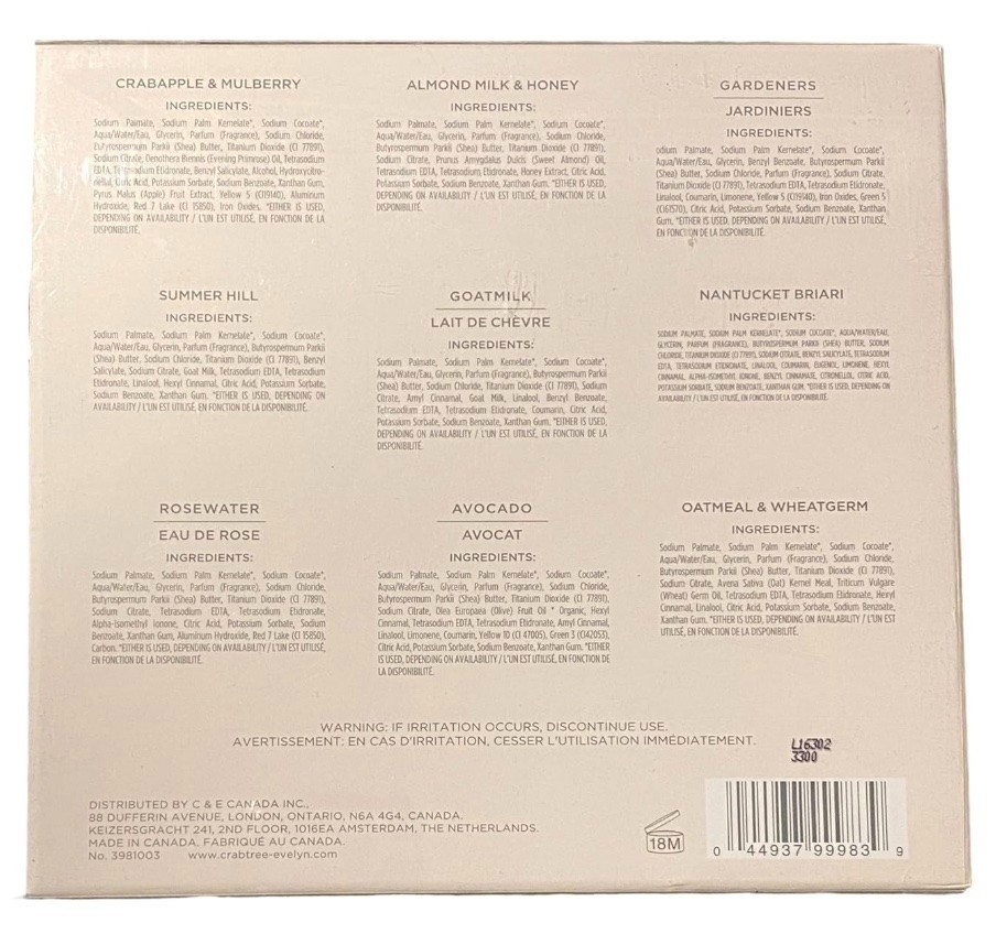 NIB Crabtree & Evelyn Triple Milled Heritage Soap Collection 9 3.5 oz bars