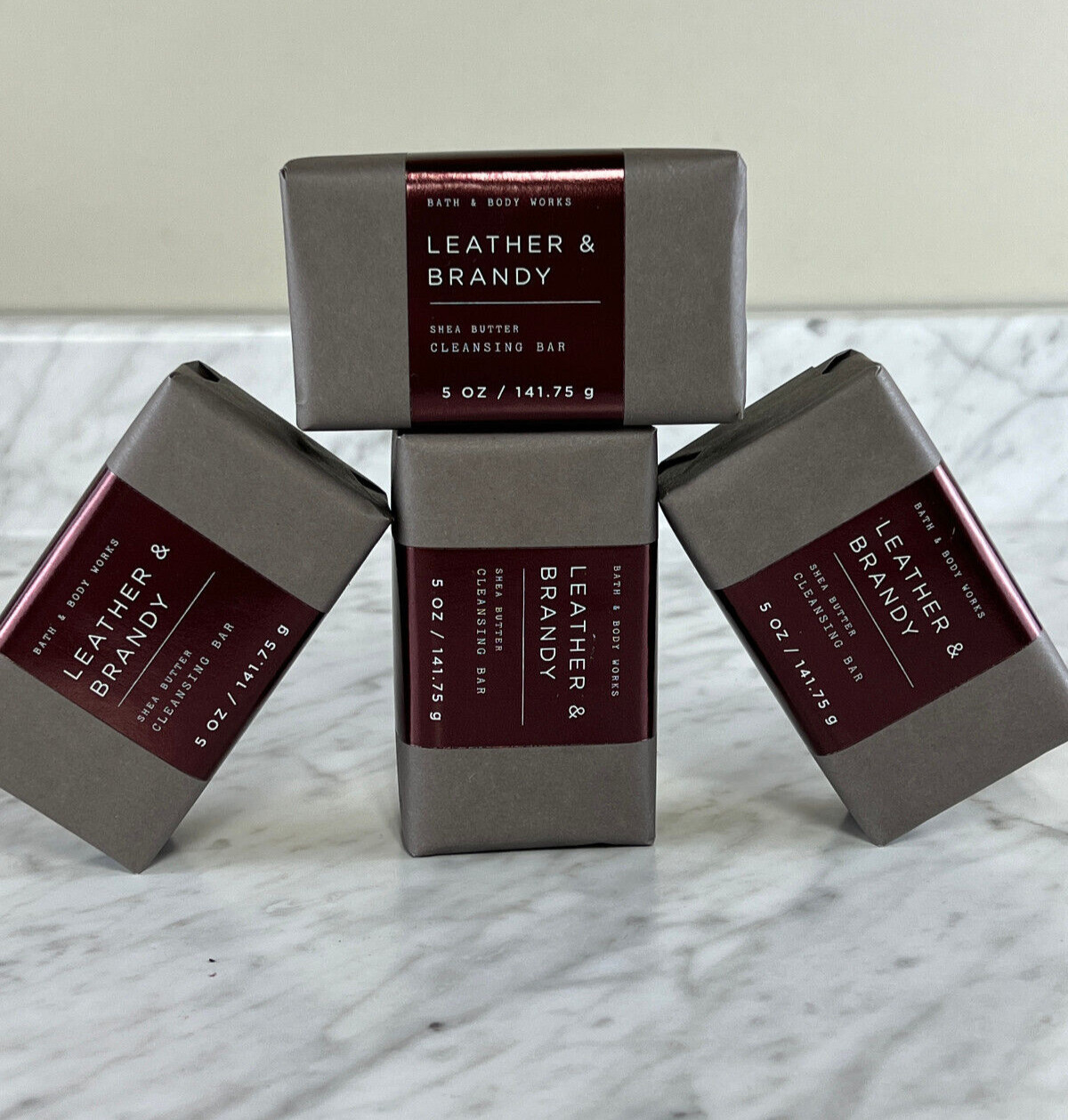 Bath & Body Works Leather & Brandy Men’s Collection Shea Butter Cleansing Bar X4
