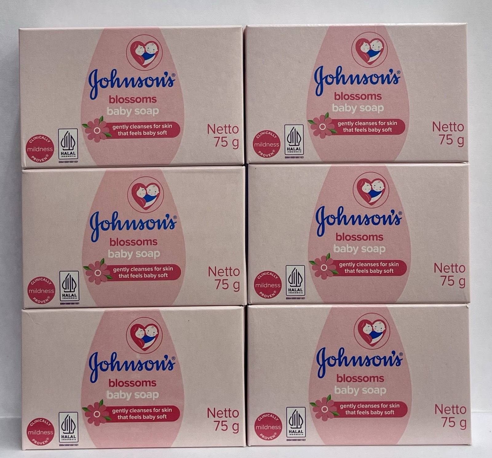 6 Pcs Johnson’s Blossoms Baby Soap Net Wt 75g Each Bar