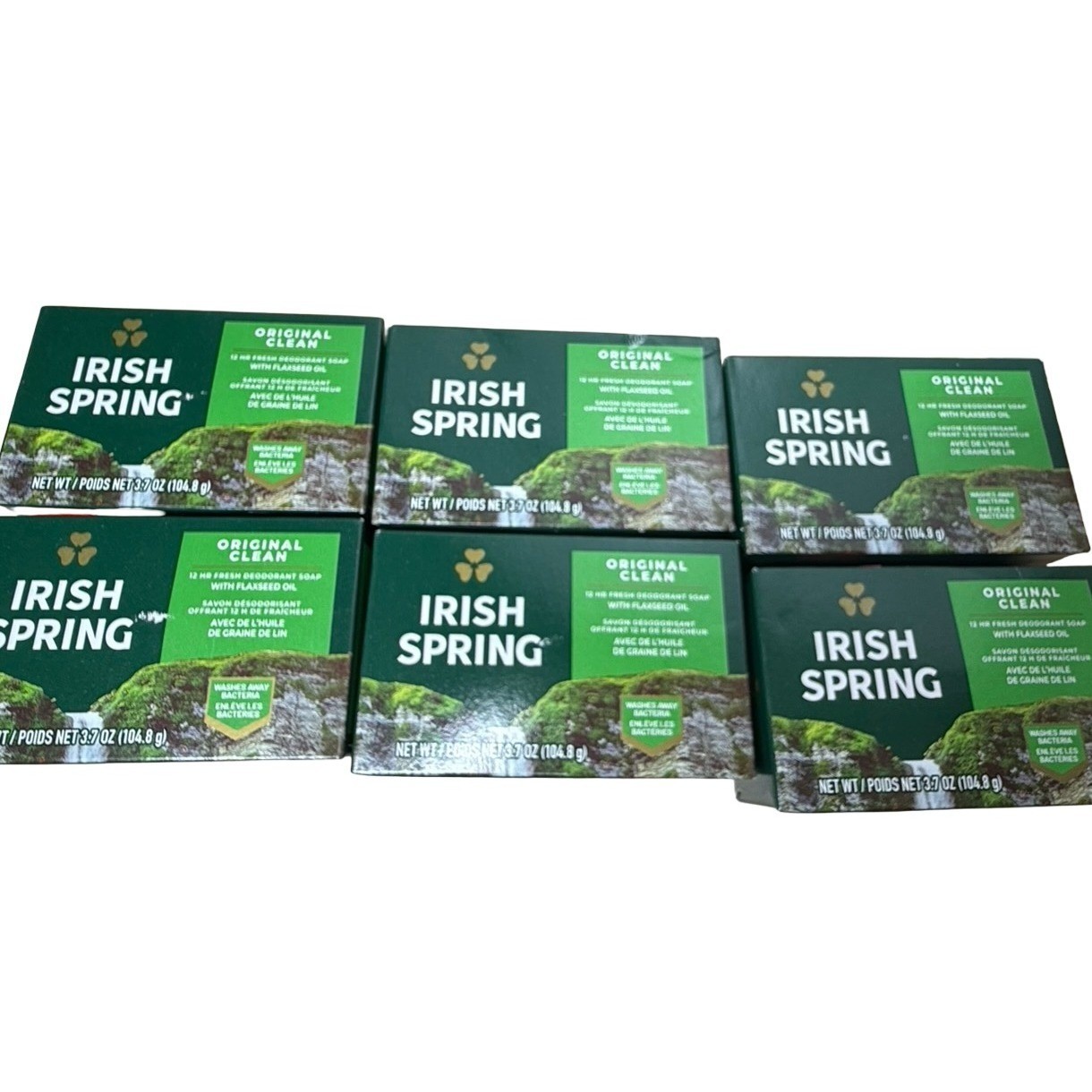 Irish Spring Original Clean Deodorant Soap 3.7oz Bars Lot of 6 Fresh Scent