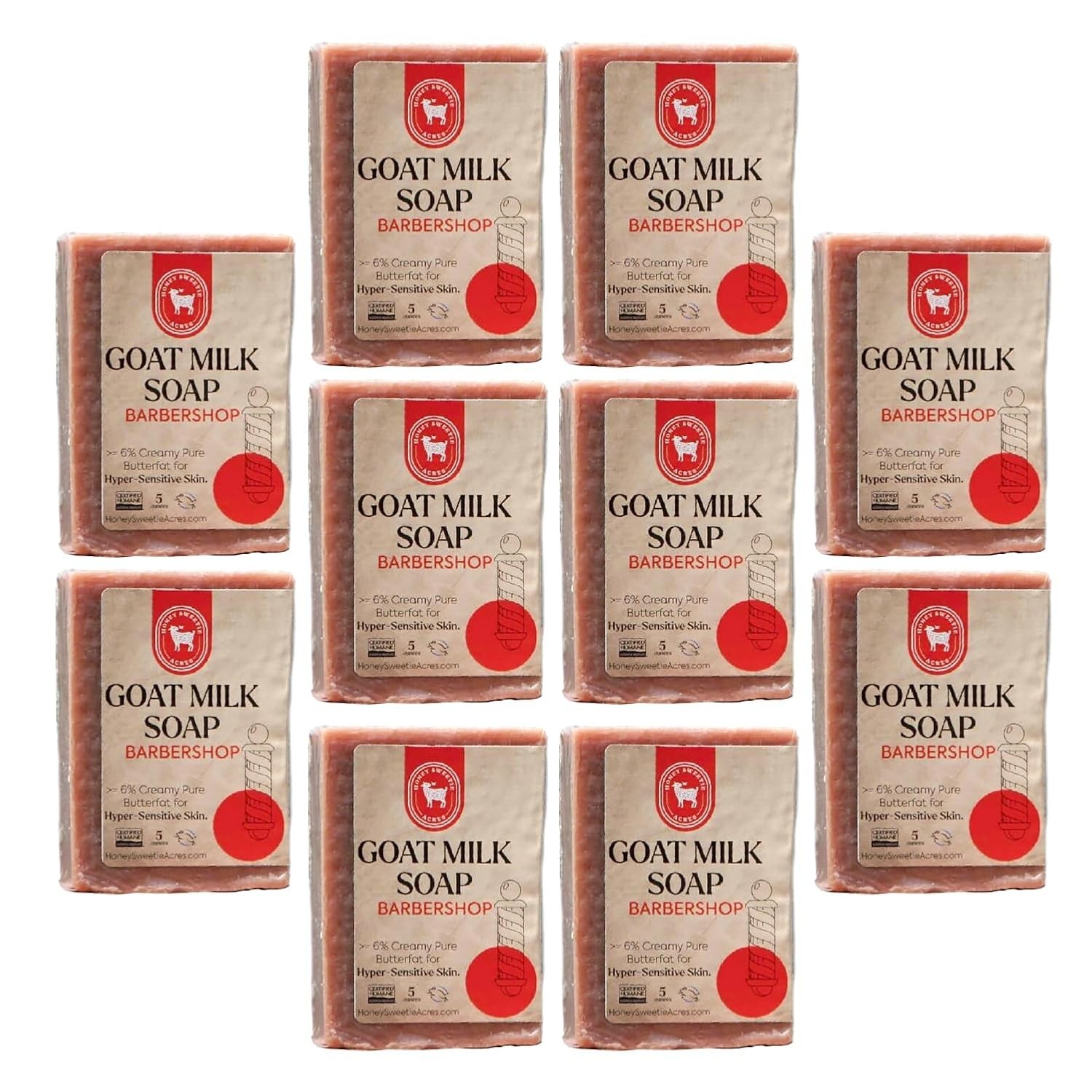 Honey Sweetie Acres All Natural Goat Milk Soap 5oz Moisturizing Body Bar 10 Pack