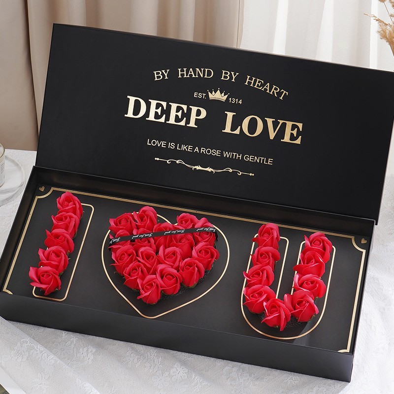 Soap Rose Extract Love Flower Gift Box for Soft Hydrated Moisturized Skin 32 pc