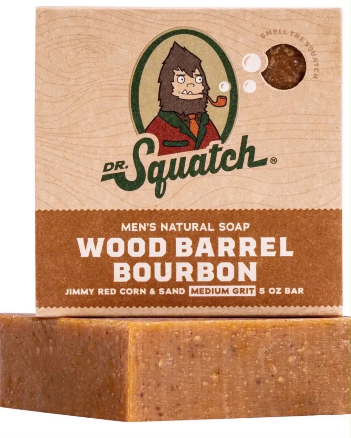 Dr. Squatch Wood Barrel Bourbon Men’s Natural Body Bar Soap, Medium Grit, 5 oz