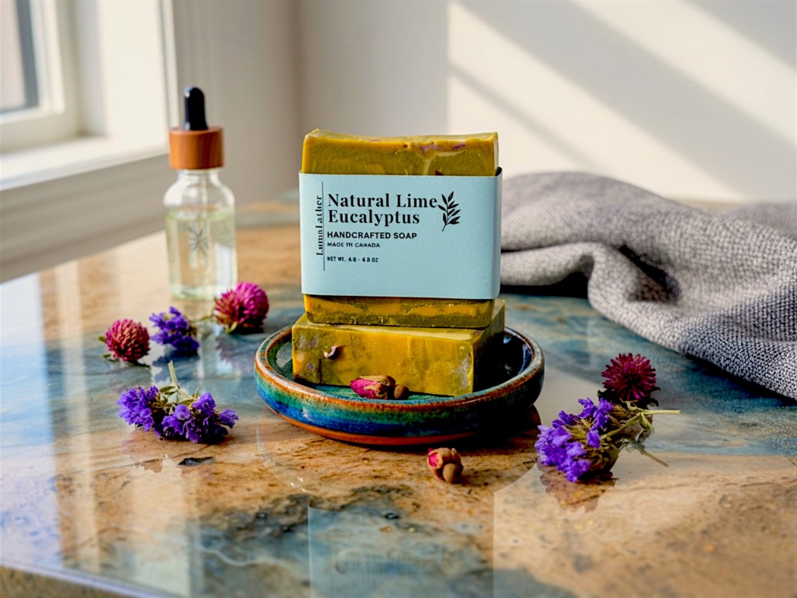 LumaLather Lime & Eucalyptus Mint Handmade Soap – Refreshing Artisan Bath Bar