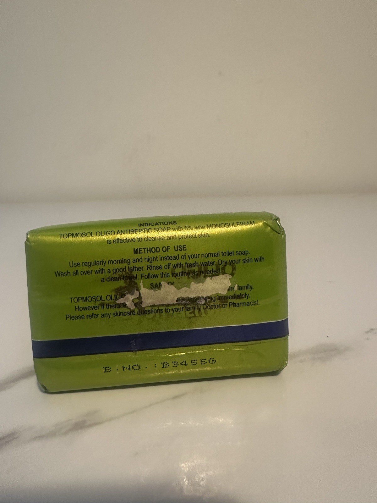 Topmosol Oligo Antiseptic Soap Bar Monosulfiram Green 80g All Skin Types