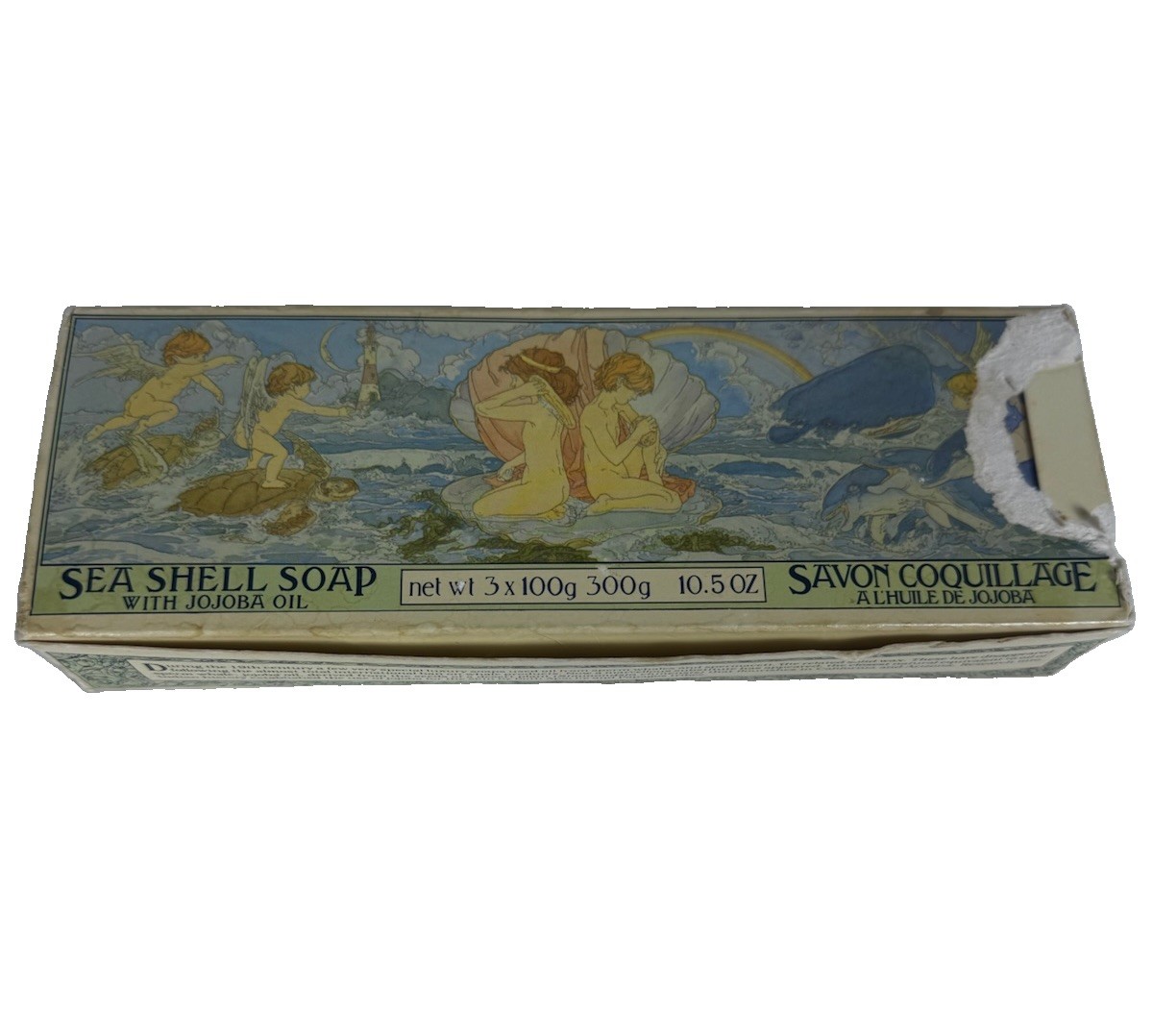 VTG 1988 Crabtree & Evelyn Jojoba Oil Sea Shell Soap Set Of 3 X 3.5oz Coastal -R