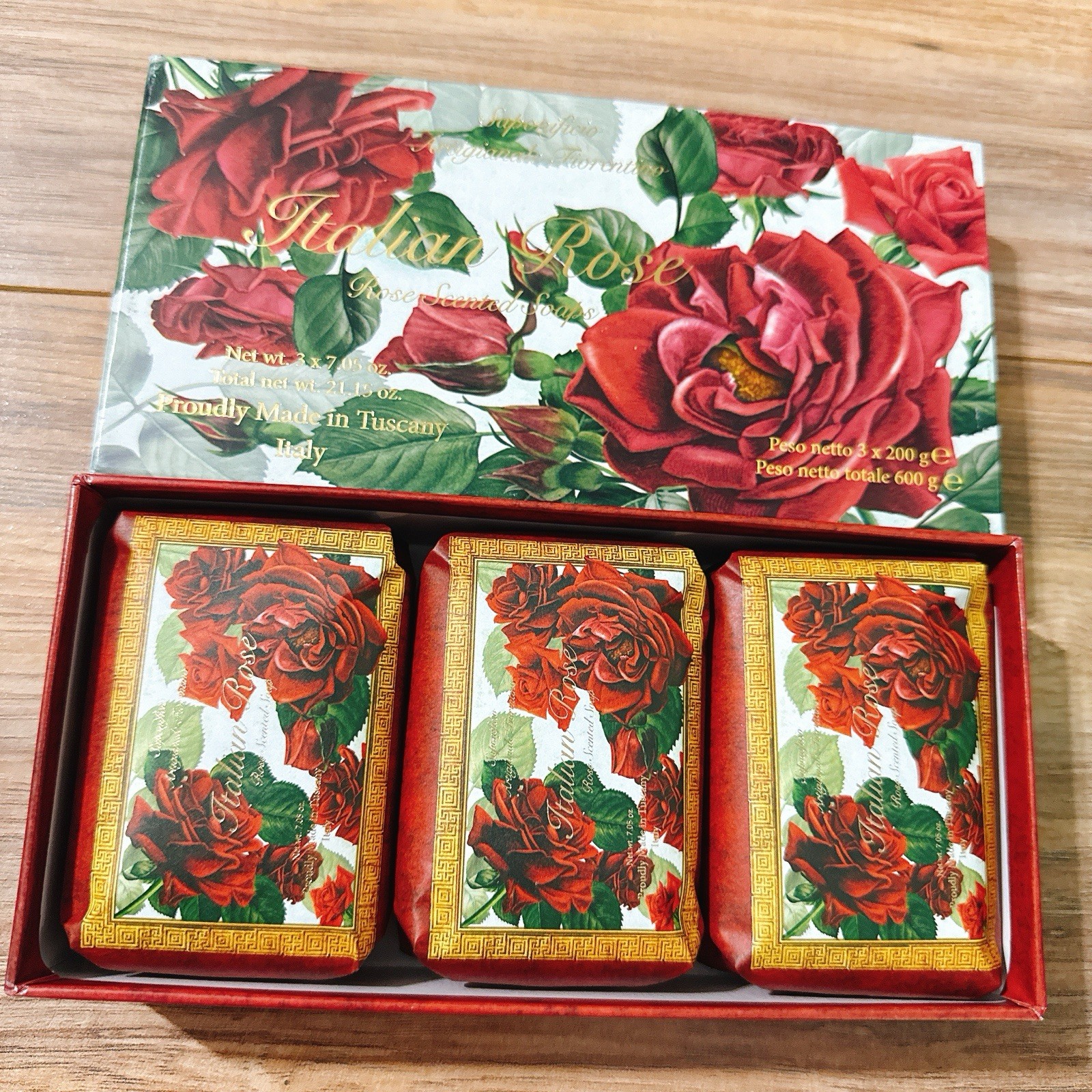 Saponificio Artigianale Fiorentino Italian ROSE Soap Tuscany 3x 7.05oz GIFTBOX