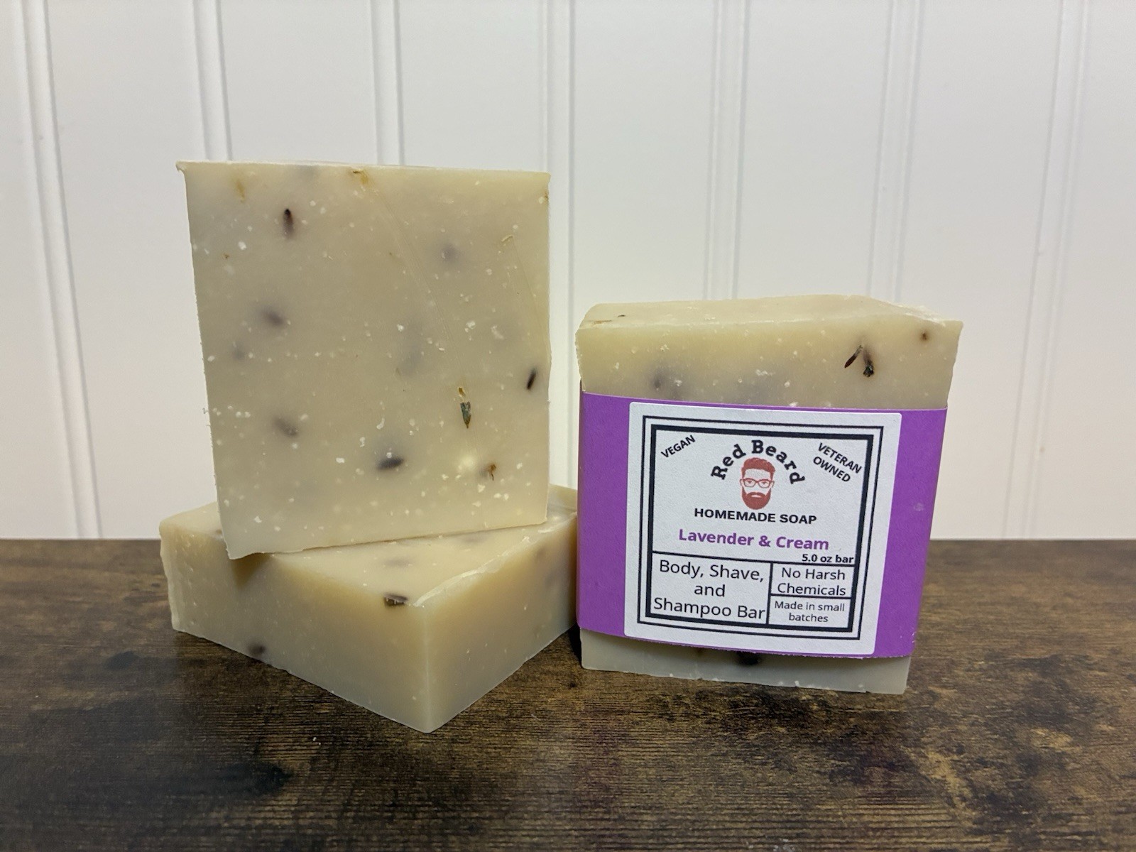 Red Beard Lavender Soap Bar 5 oz All Natural Non-Toxic Body, Shave & Shampoo