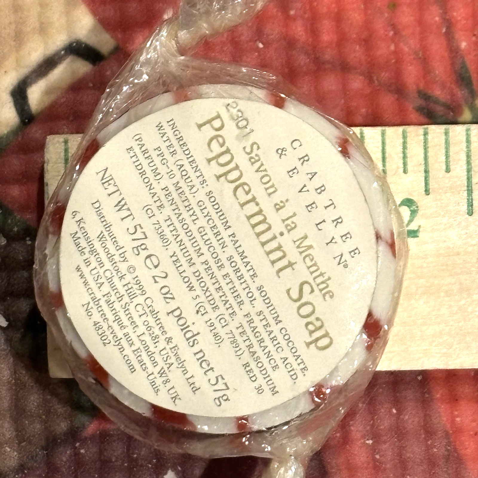 2X Crabtree & Evelyn Starlight Peppermint Soaps 2” Red New 2 oz/57g Vintage 1999