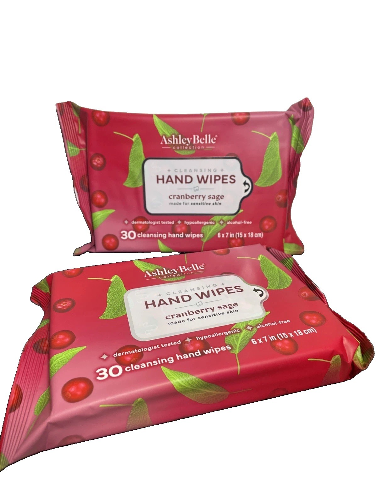 Lot Of 2 Ashley Belle Hand Wipes Cranberry Sage 60 Total New Free Shipping
