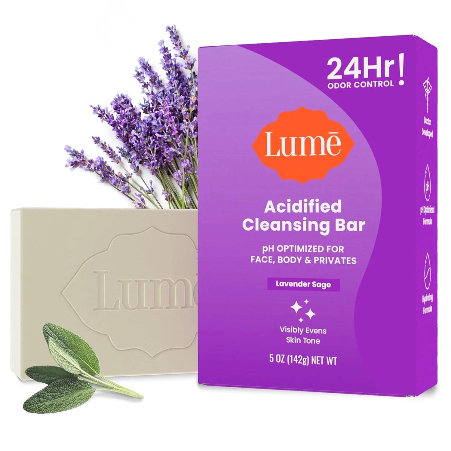 Lume Acidified Body Cleansing Bar – 24 Hour Odor Control – Removes Odor Better t