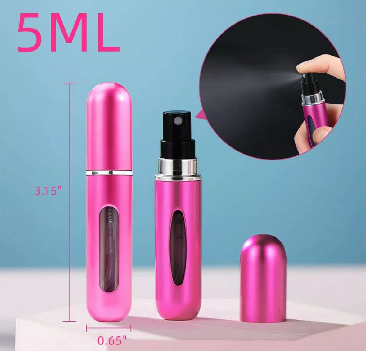 5 Pcs Refillable Travel Portable Perfume Atomizer Bottle Spray Pump Case