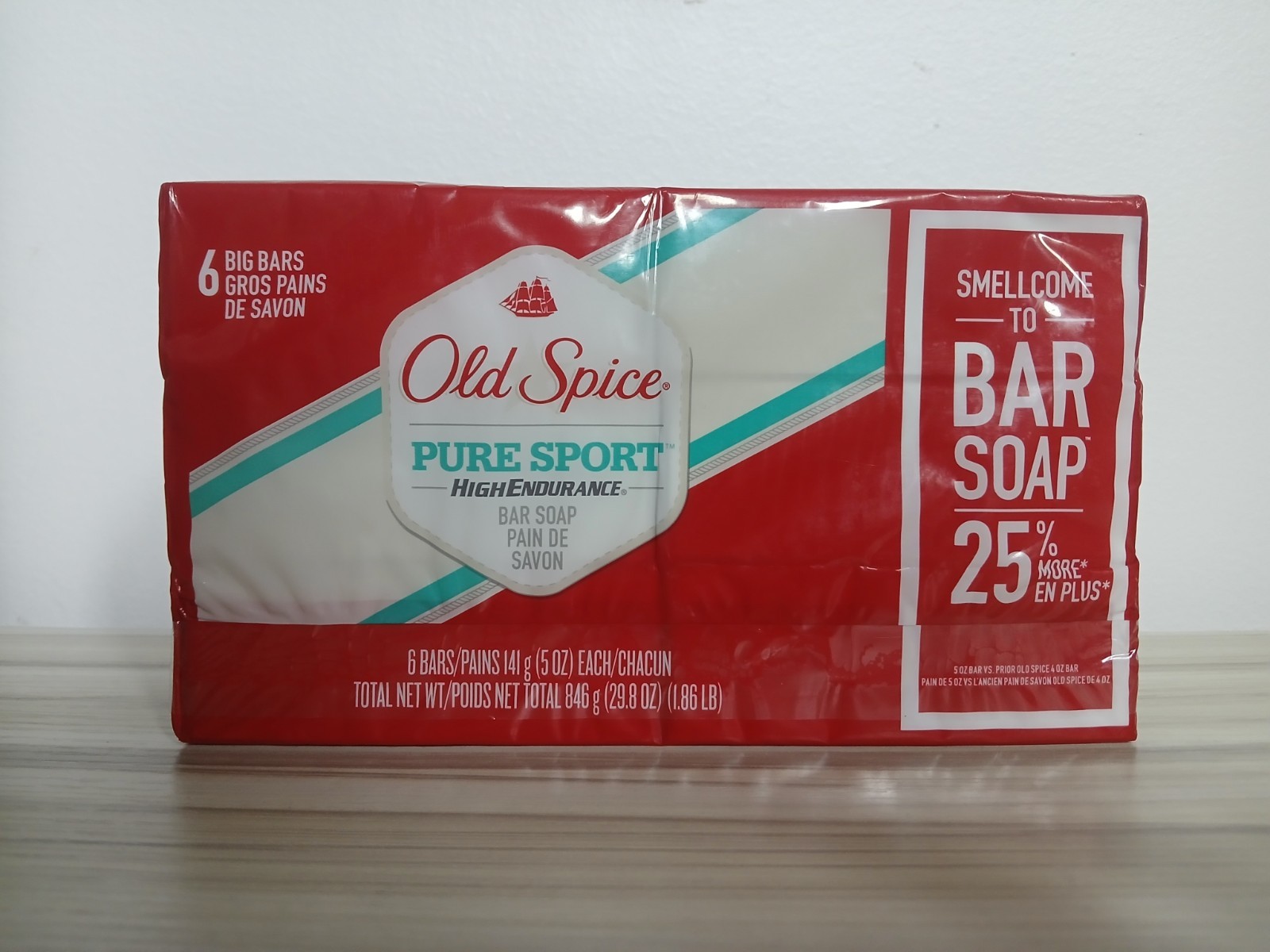 Old Spice Pure Sport High Endurance Bar Soap ~ 6 Bars 25% More 5 Oz Bars Sealed