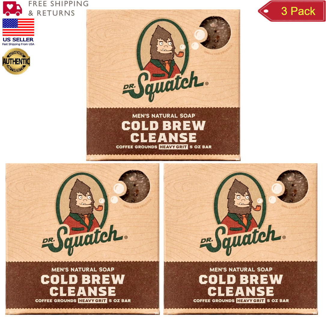 Dr. Squatch Cold Brew Cleanse Coffee Soap Bar | 5 Ounces [ Pack of 3]
