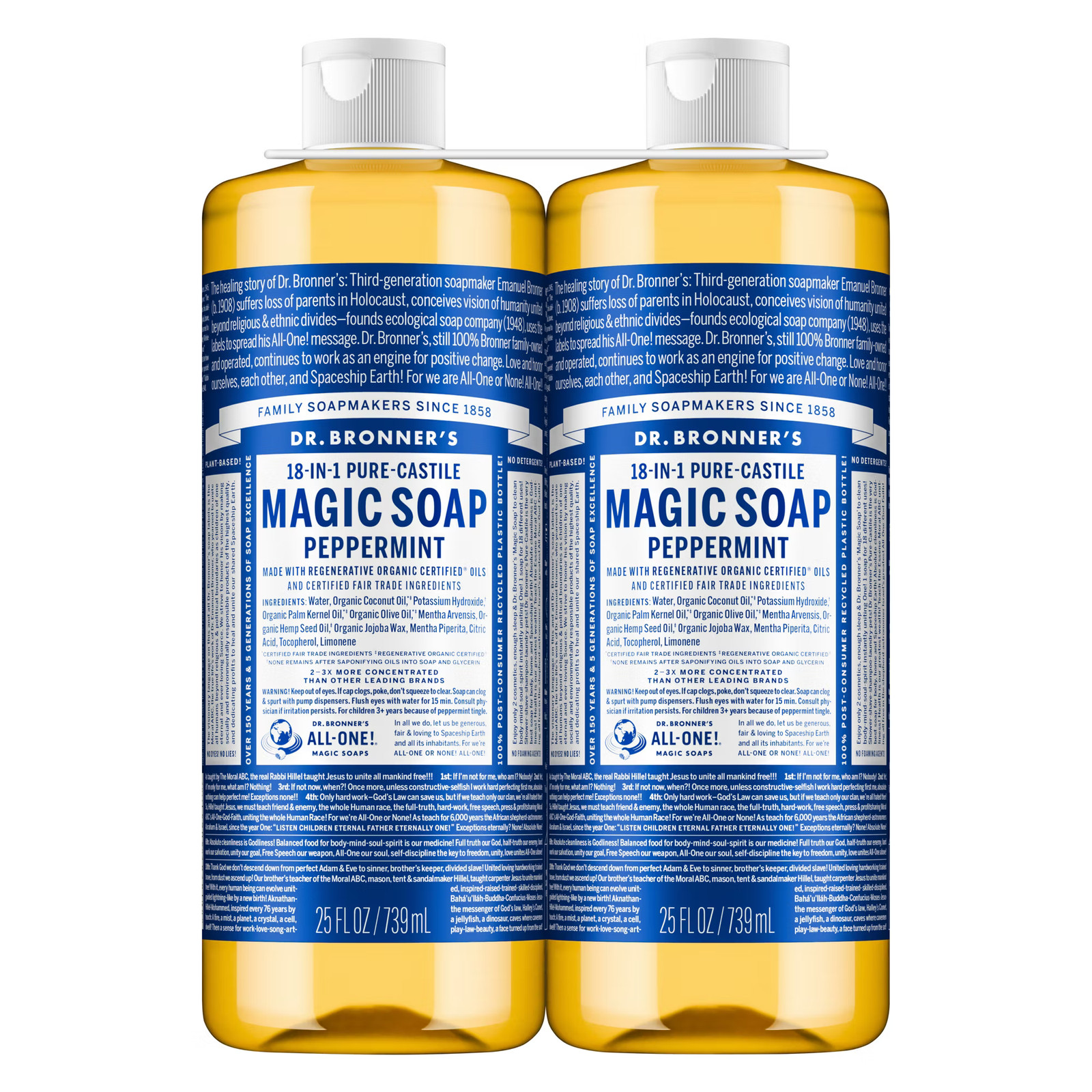Dr Bronner s Peppermint Pure Castile Soap 2 pk 50 oz