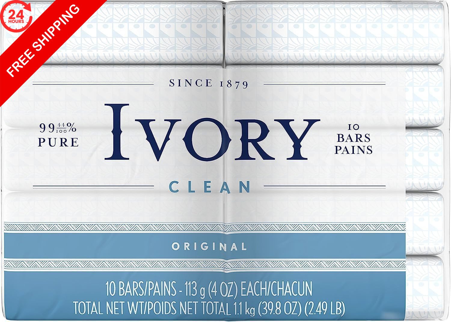 Ivory Gentle Bath Bar Soap, Designed for Whole 10 Ounce (Pack of 1), White