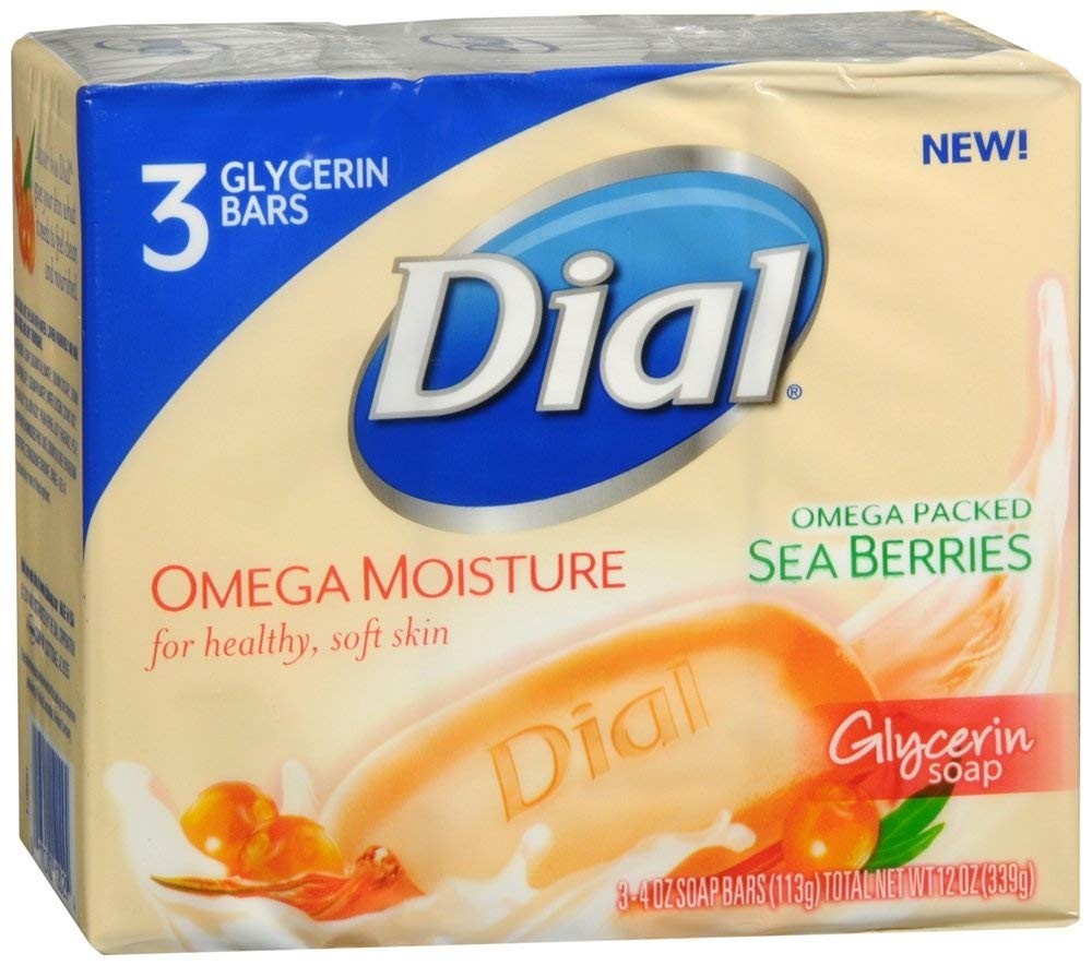 Dial Omega Moisture Glycerin Bar Soap, Sea Berries, 3 4 Ounce (Pack of 3)