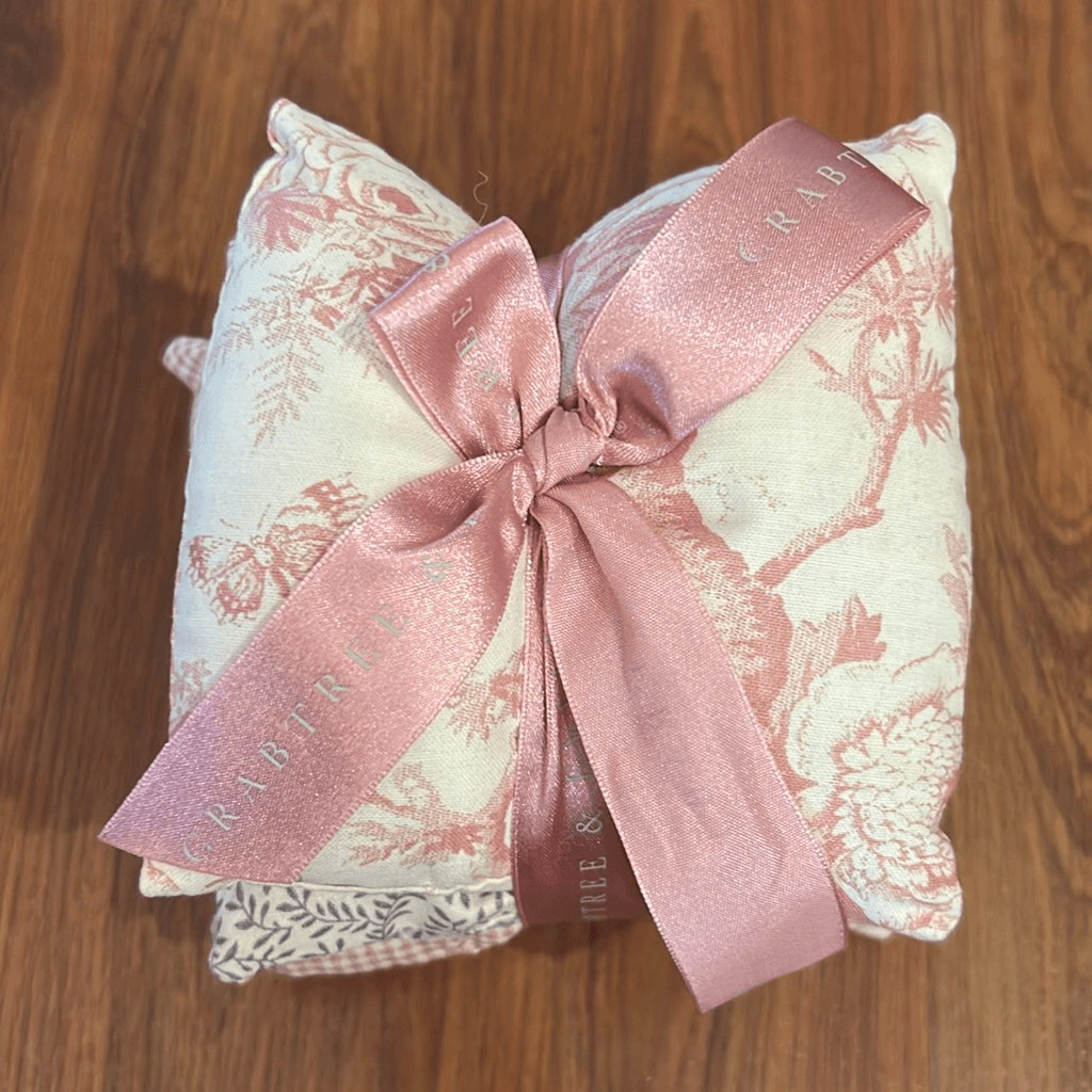 NEW Crabtree & Evelyn pink and purple pillow sachets gingham floral
