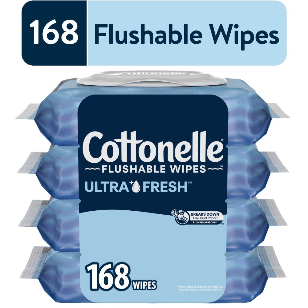 Ultra Fresh Flushable Wet Wipes, 4 Flip-Top Packs