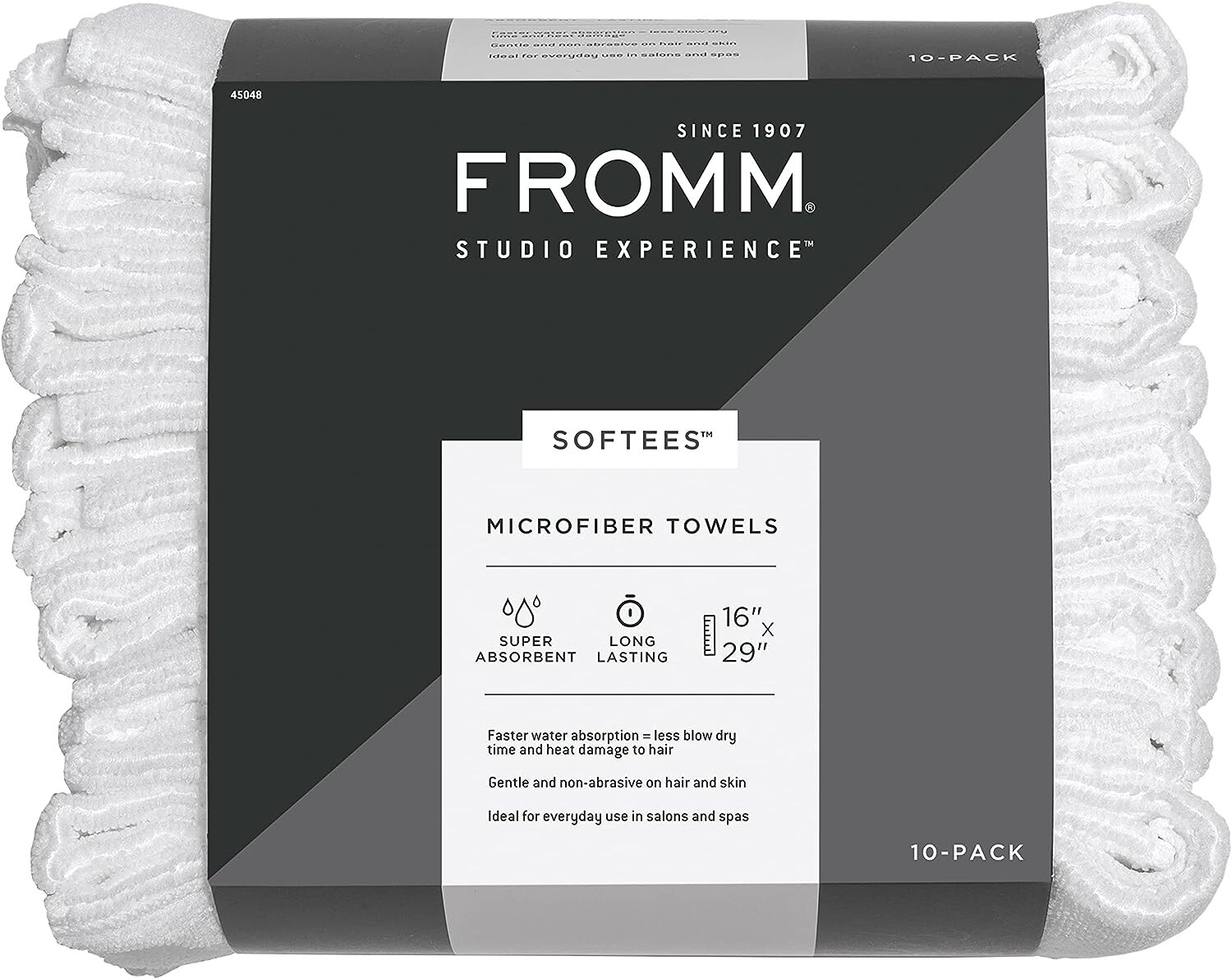 Fromm Softees Microfiber Salon Hair Towels 16″ x 29″ (White) 10 Count