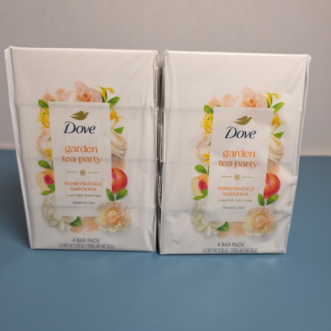 Dove Garden Tea Party Honeysuckle Gardenia Beauty Bar, 4Ct. per Each – 2 Pack