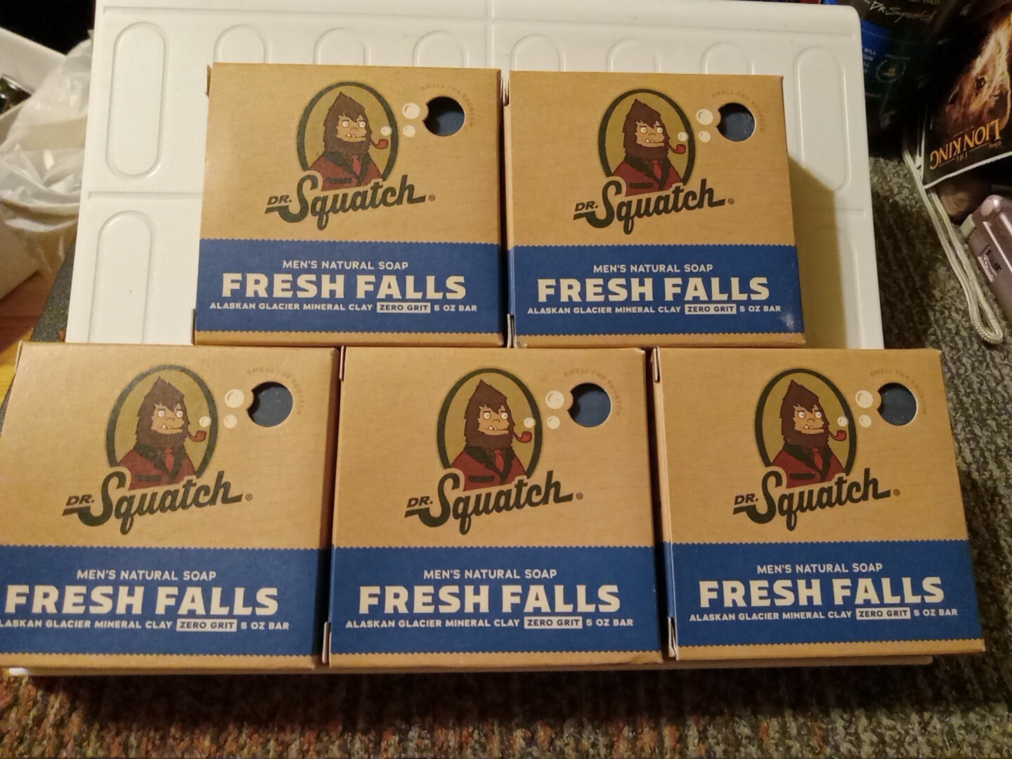5x Dr. Squatch Fresh Falls 5oz All Natural Bar Soap for Men with Zero Grit X5