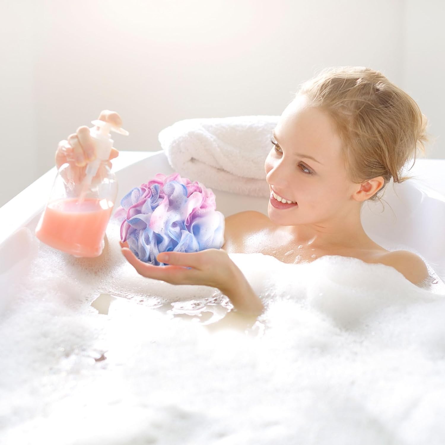 BTYMS 4 Pieces Shower Loofahs Bath Sponges 60g Scrunchies As Pictured