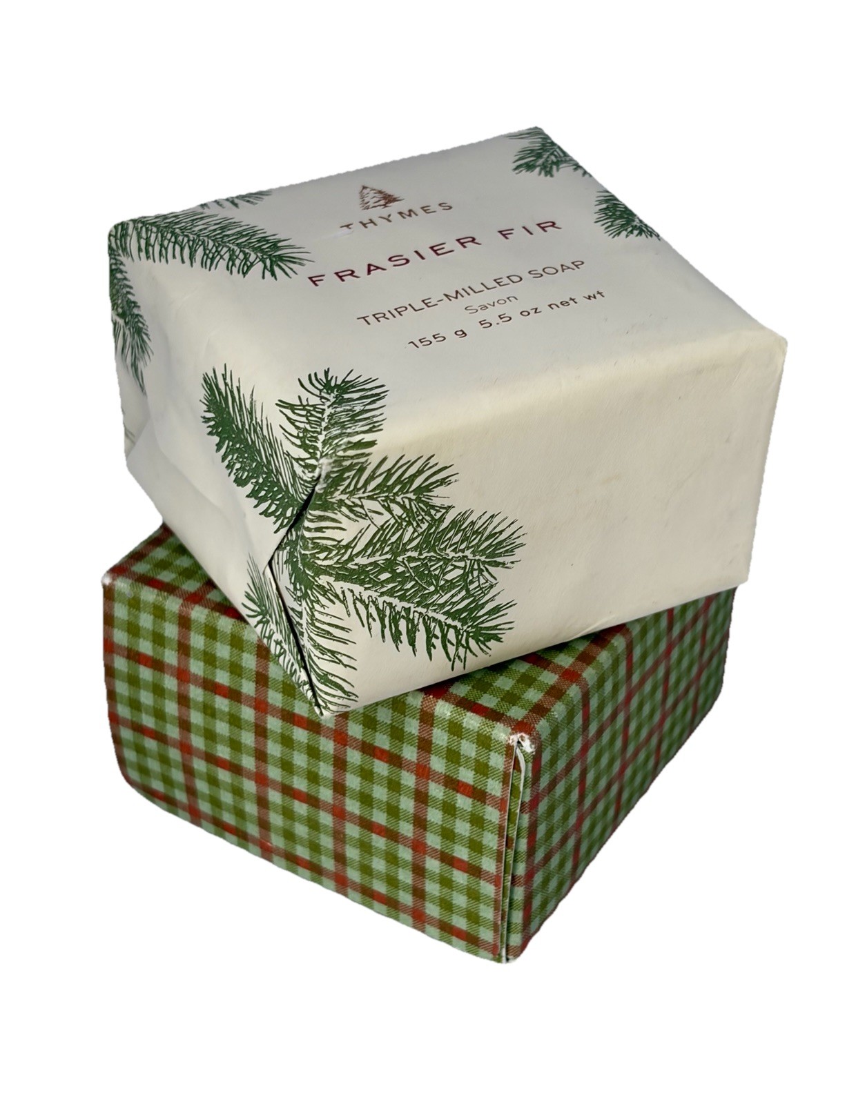Thymes Frasier Fir Triple-Milled Body Bar Soap 5.5 oz Pine Pattern