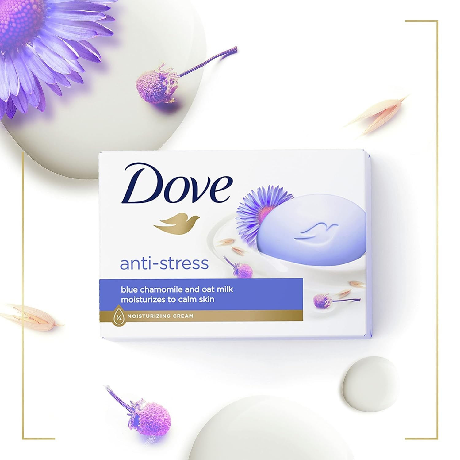 Dove Anti-Stress Cream Beauty Bar Soap Gentle Cleanser Moisturizes 3.75 Oz
