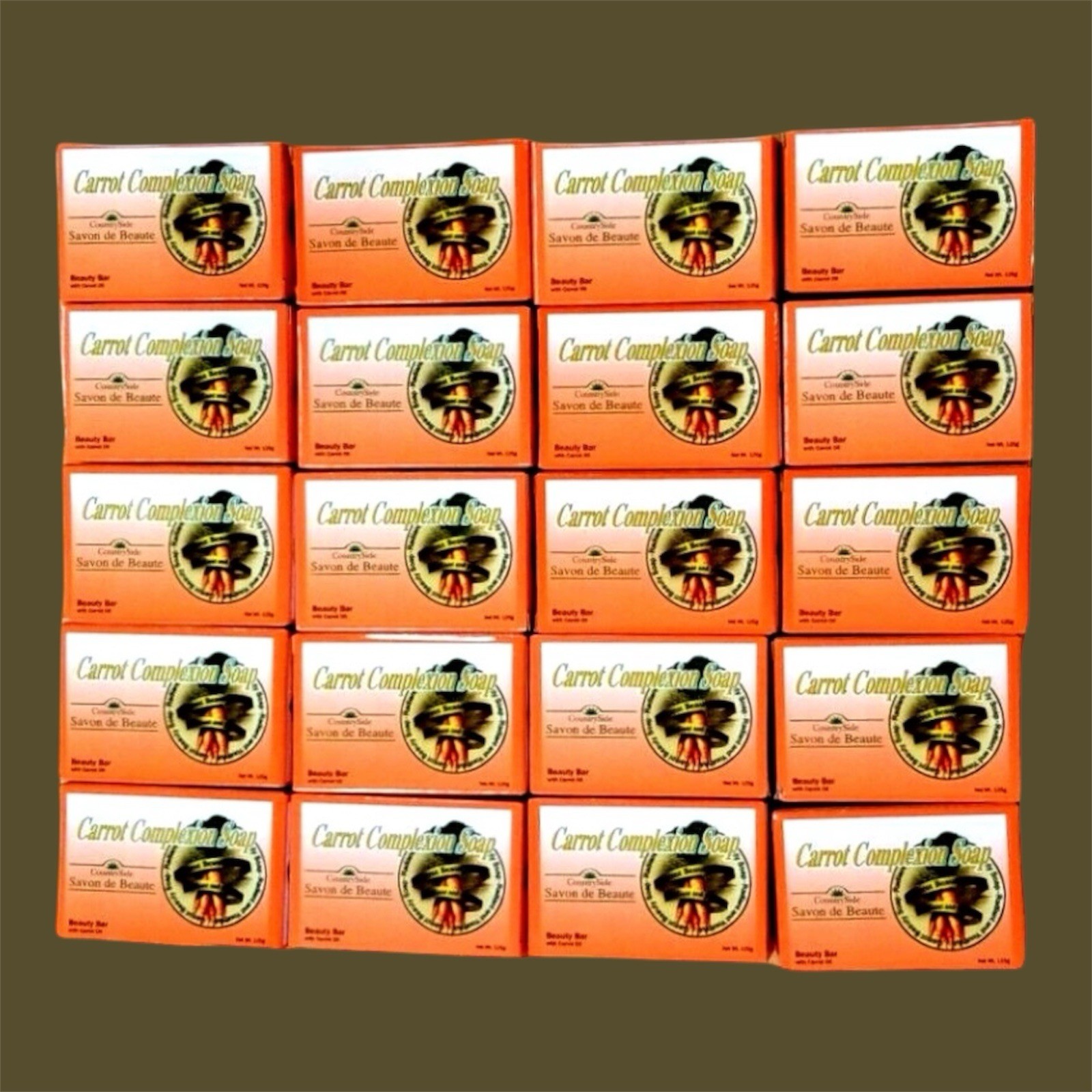 20 BARS Carrot Complexion Soap Beauty Bar with Carrot Oil -125g.