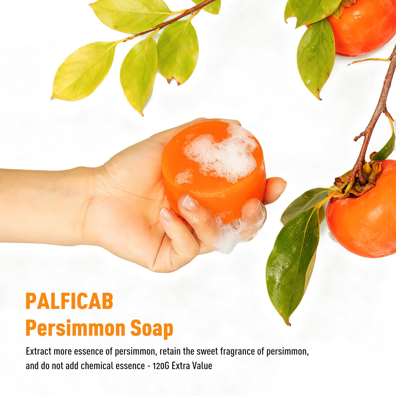 120G Round Persimmon Soap for Body Odor & Old People Smell Eliminator, Natura…
