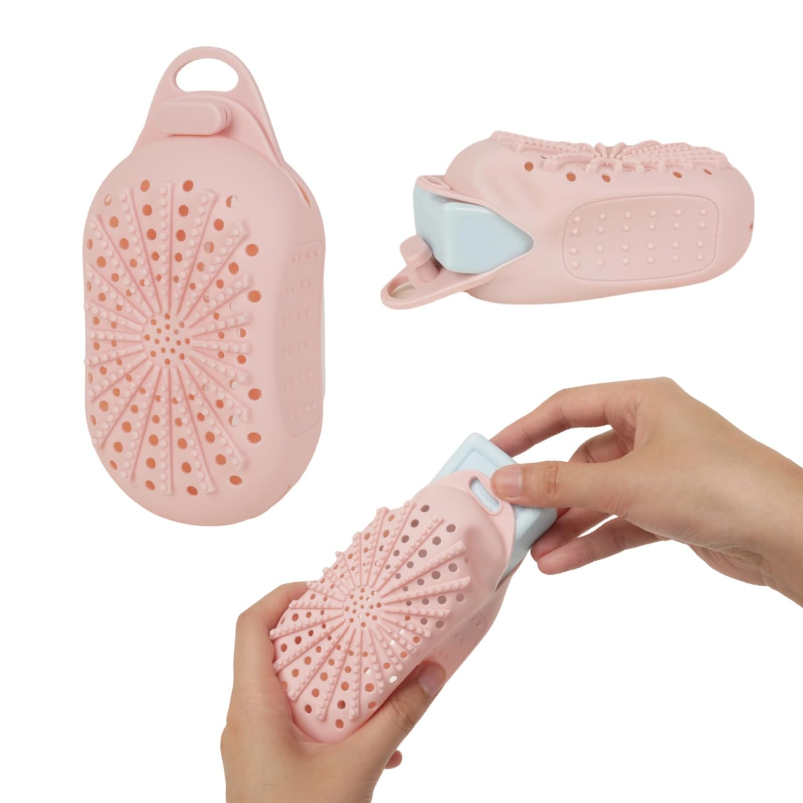 Silicone Soap Bag, Dual-Sided Box Scrubber, 1 Count (Pack of 1), Pink