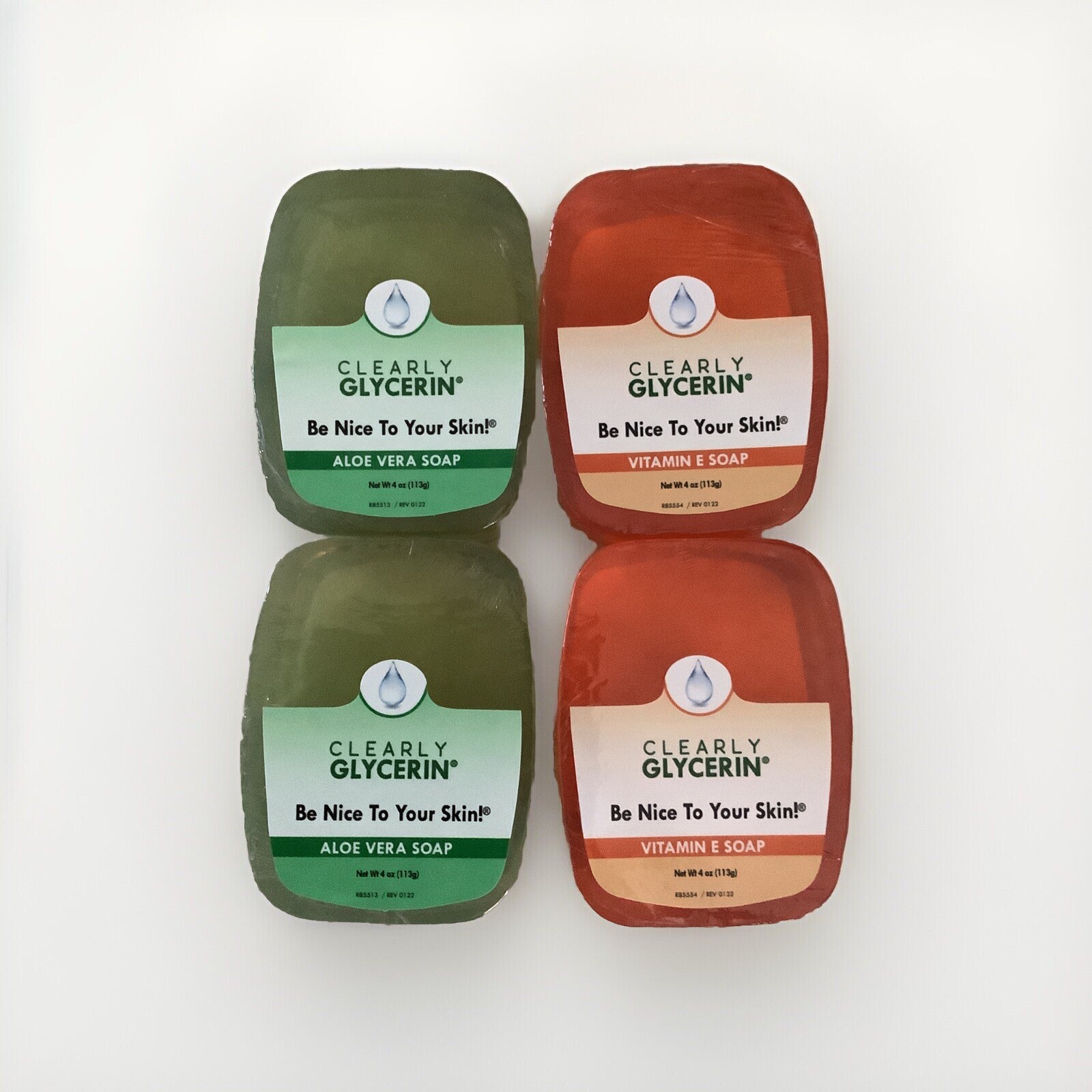 Clearly Glycerin (Pack Of 4) Vitamin E , Aloe Vera Soap, Soap 4 Oz Each :