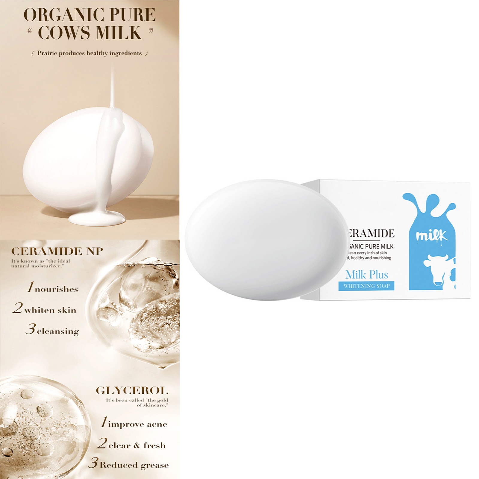 1PCS 100g Multi-purpose Milk Soap Nourish Skin Handmade Soap For Daily Use