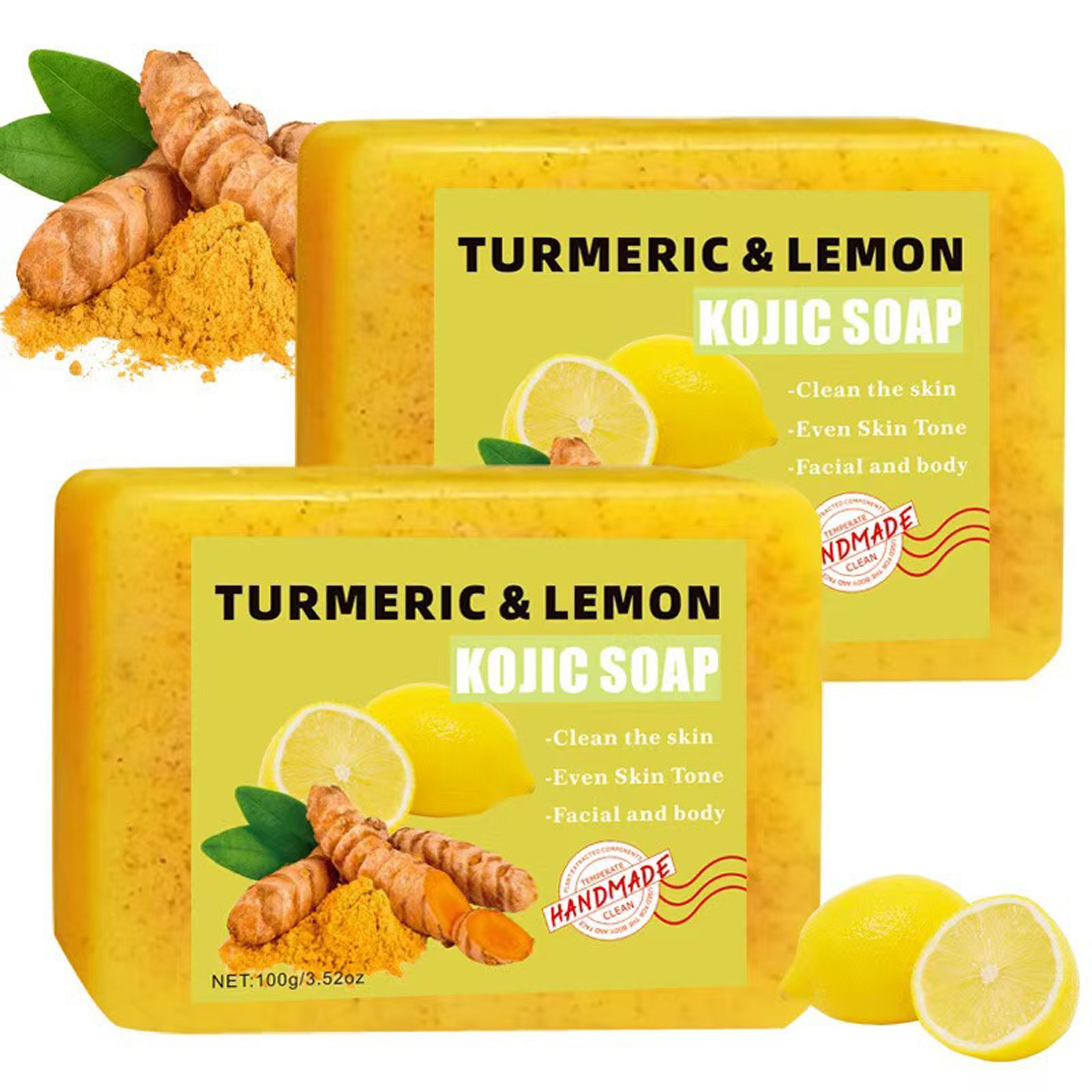 1Pcs 100g Daily Use Handmade Soap Soap Bar Turmeric Lemon Soap Body Soap