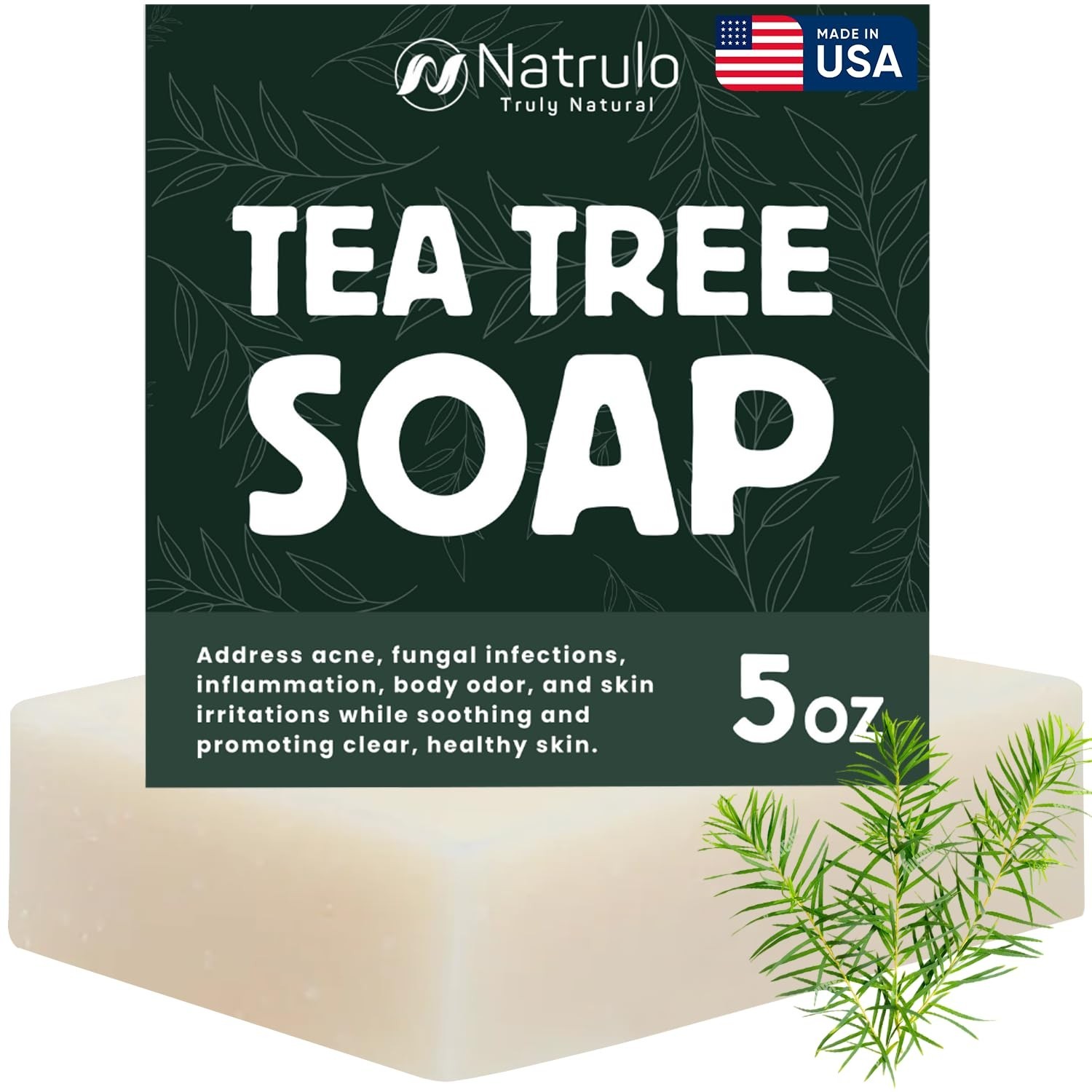 Tea Tree Soap – Natural Defense Tea Tree Oil Soap Bar for Face & Body 5oz