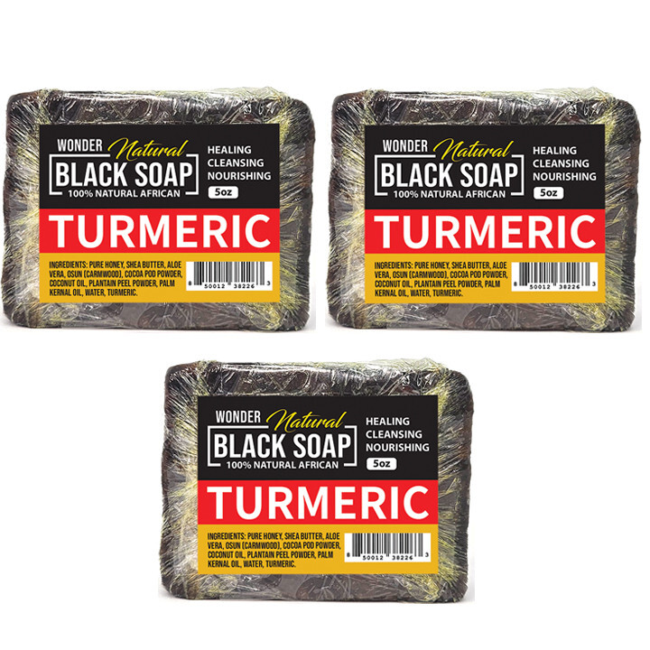 WONDER Natural Black Soap with Turmeric 5 oz “Pack of 3” Free Shipping!!