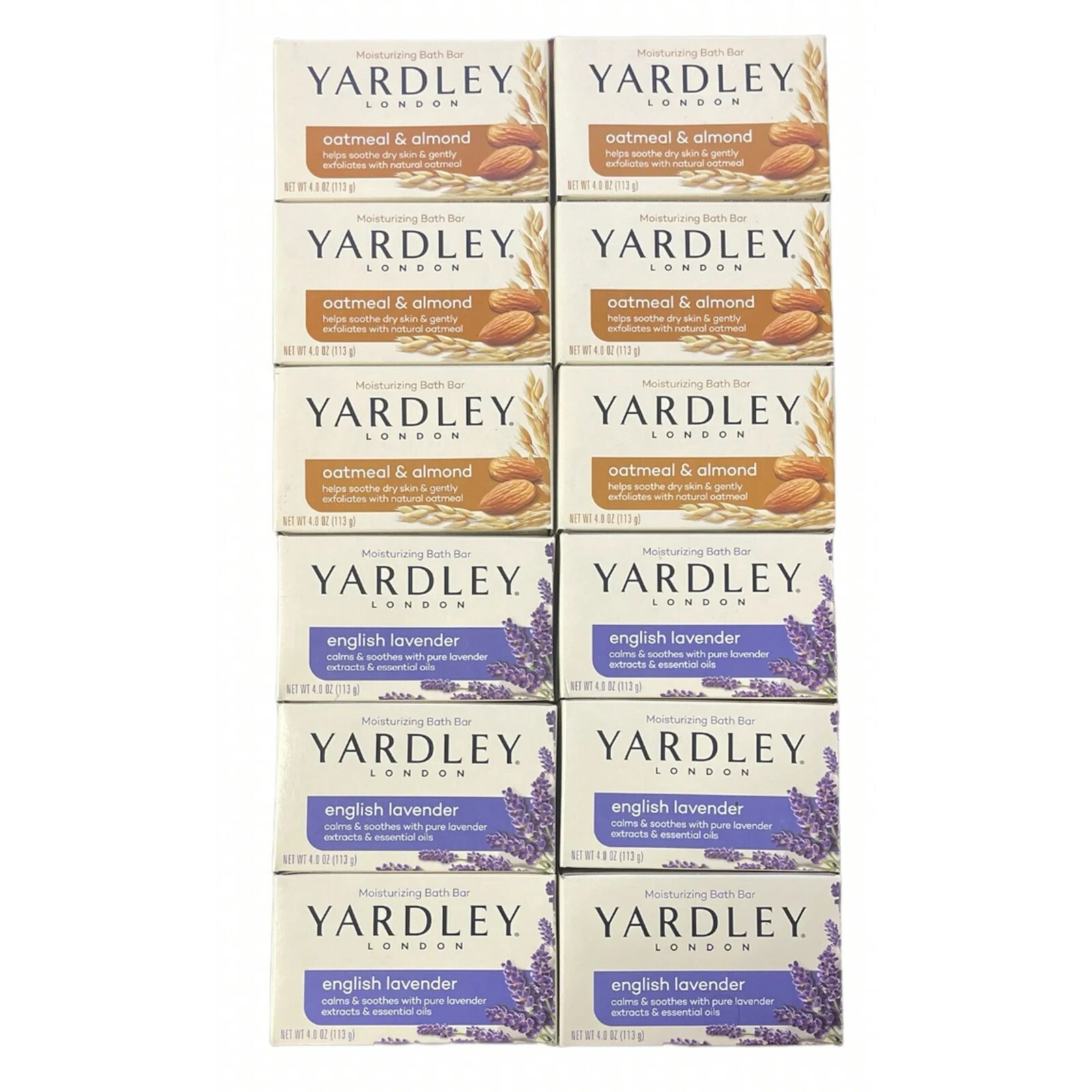 Yardley English Lavender Bath Bar, 4.25 oz 6 PCS, Yardley Oatmeal & Almond Bath