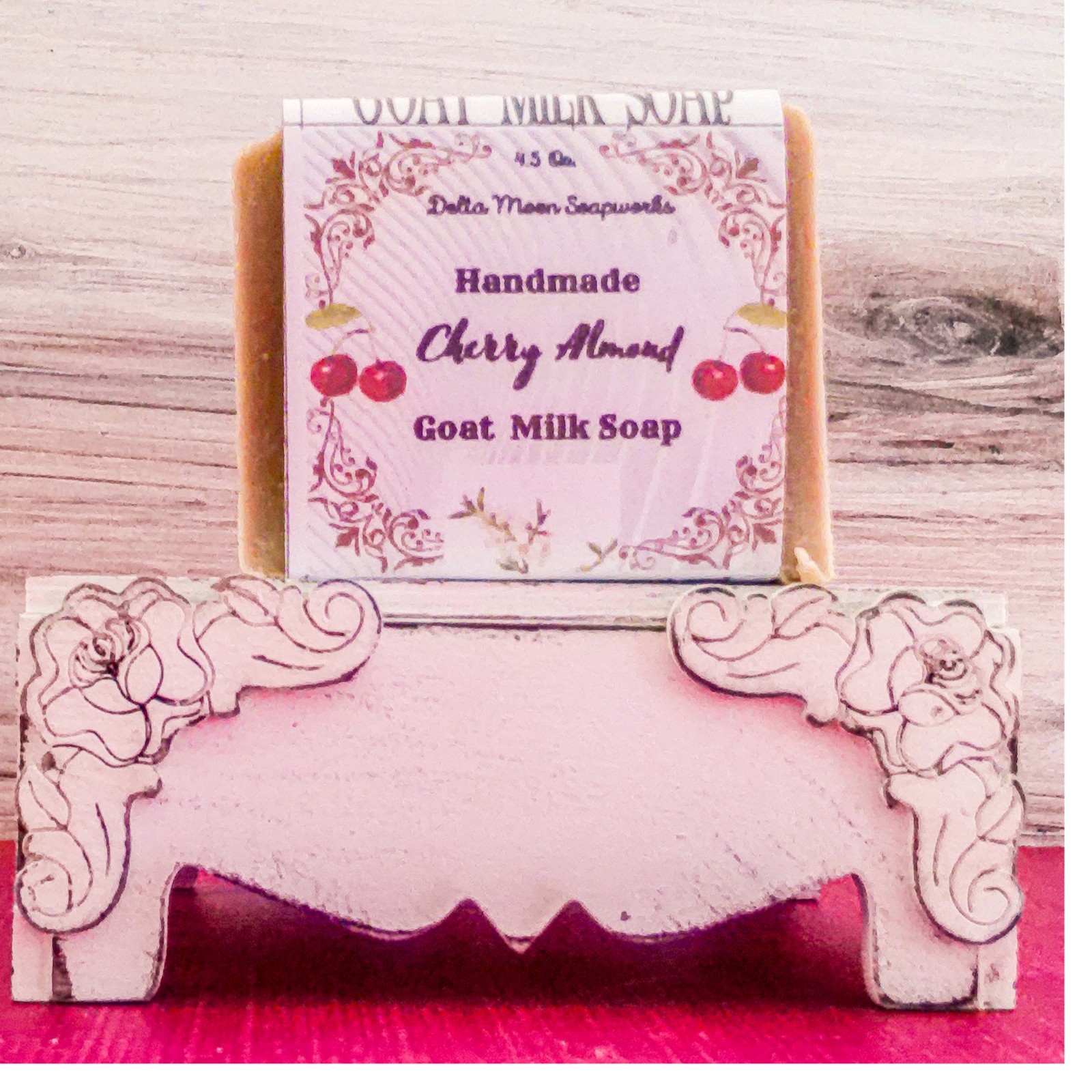 Handmade Cherry Almond Goat Milk Soap, + samples, ships fast