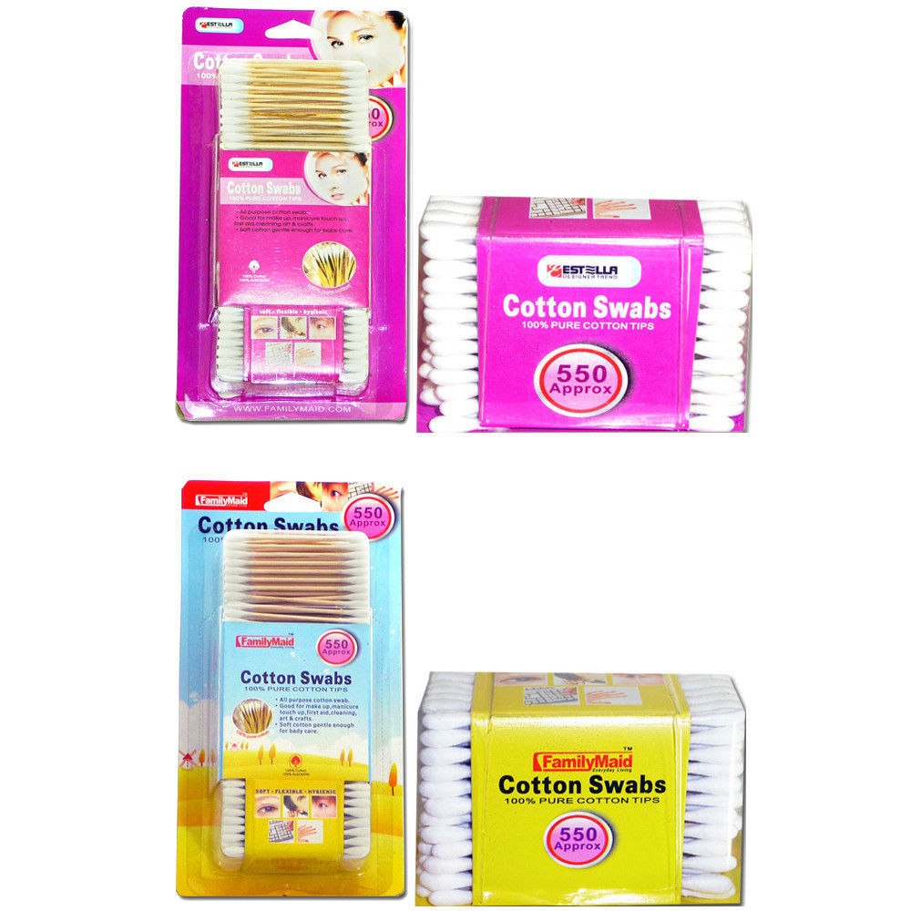 550 pcs Sanitary Cotton Swab Bud Q-tip Clean Makeup Double Tip Wooden Stick AD-5