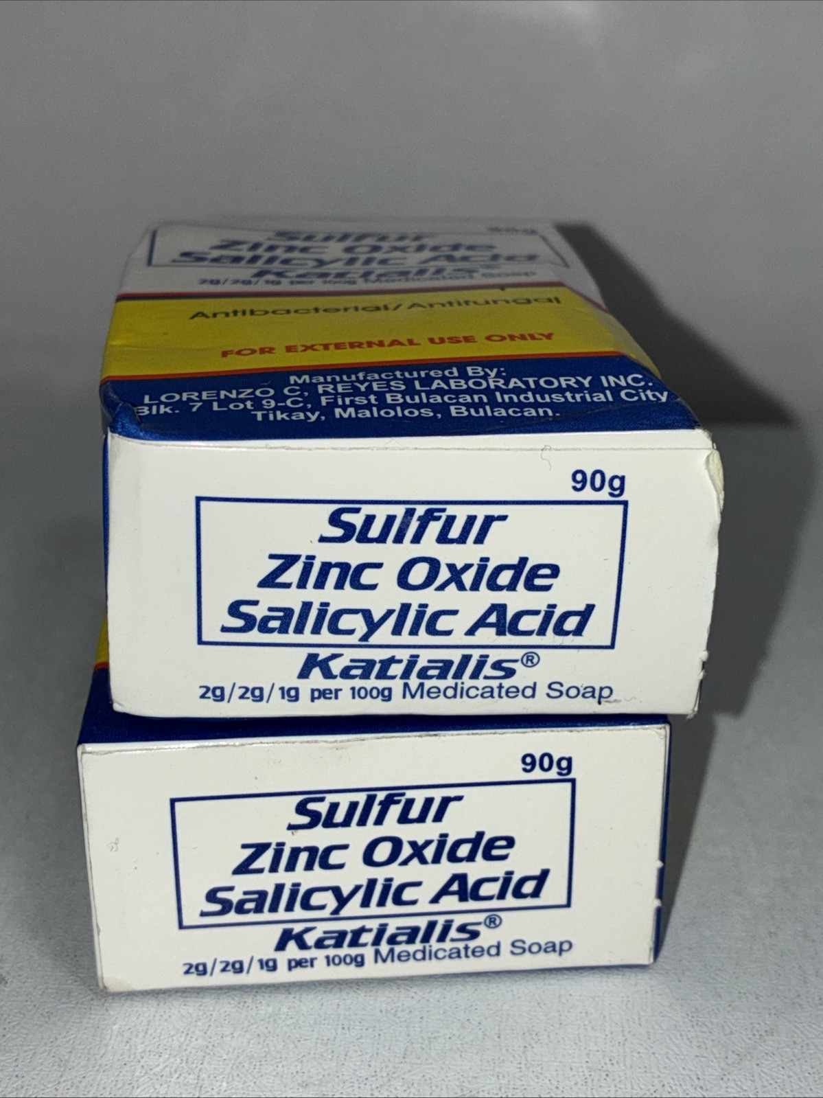 2 Sealed Katialis Bar Soap Sulfur Zinc Oxide Antifungal Damaged Boxes
