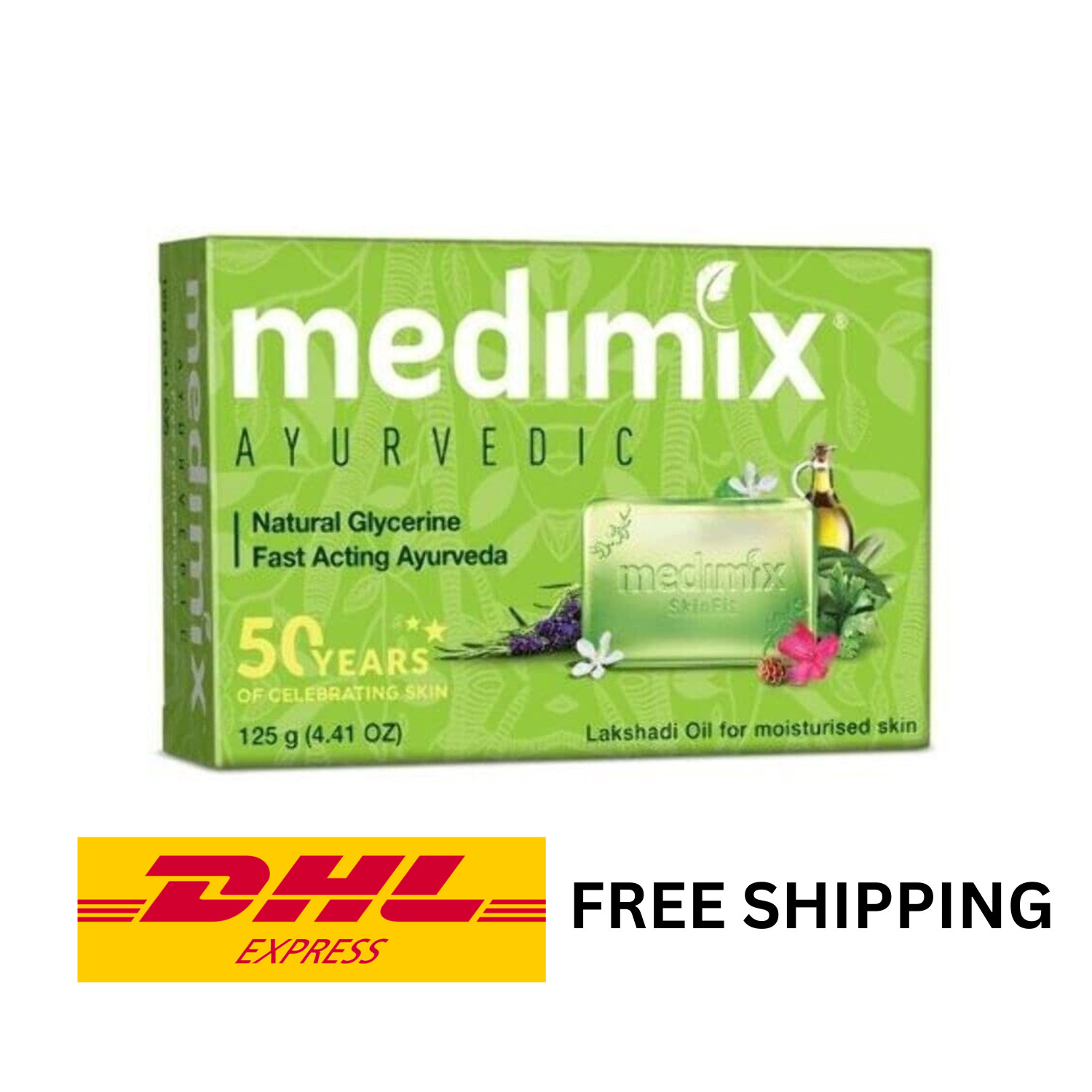 5 PCS Medimix Ayurvedic Natural Glycerin Soap for Moisturized Skin (125g).