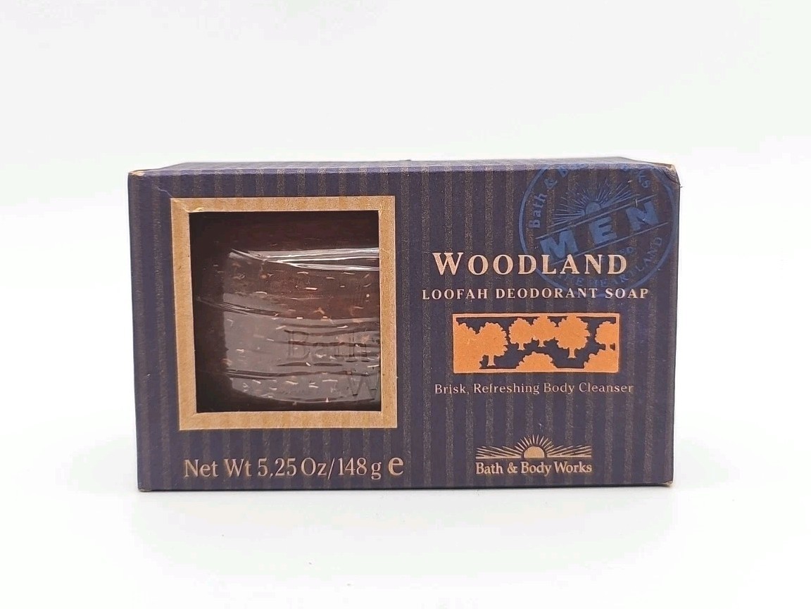 VNTG Bath & Body Works WOODLAND Loofah Deodorant Soap Men 90s Discontinued NOS