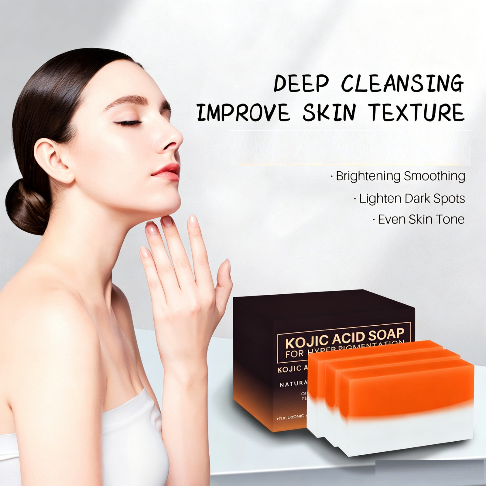 2 Pack Kojic Acid Soap Hyaluronic Acid Vitamin E For Face Body Dark Spot Remover