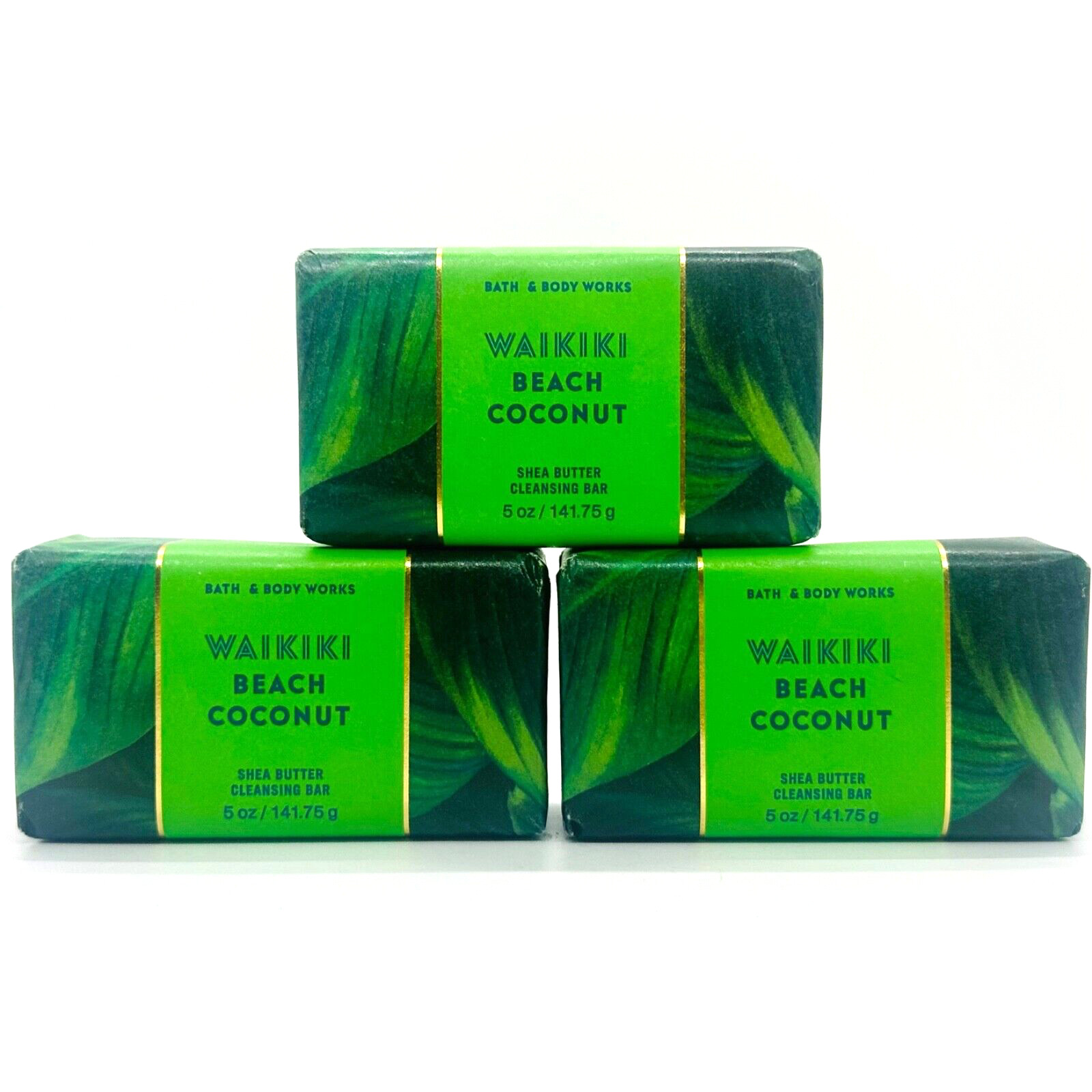 3 Bath & Body Works WAIKIKI BEACH COCONUT Shea Butter Cleansing Bar Soap 5 oz